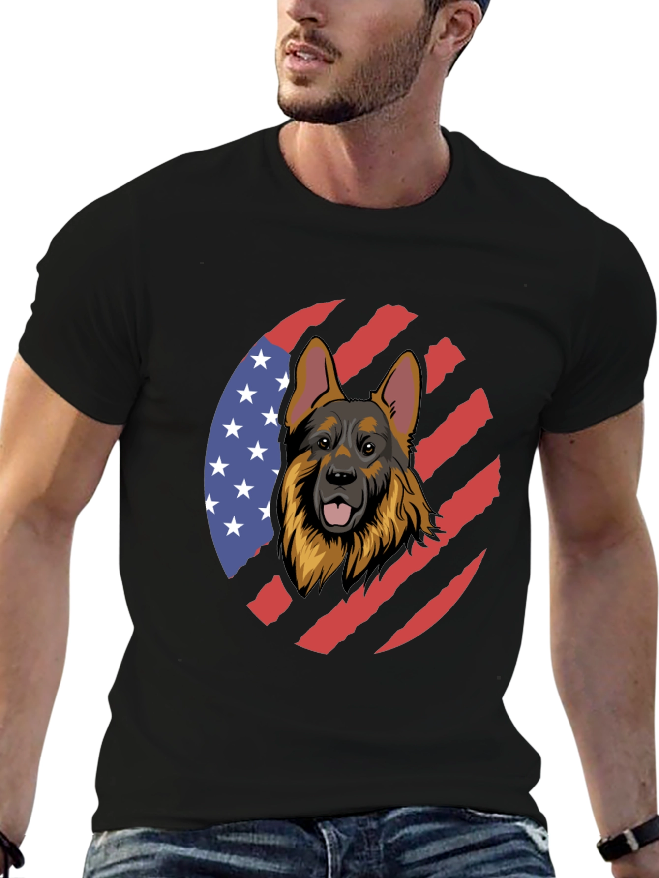 German Shepherd USA Flag T-Shirt