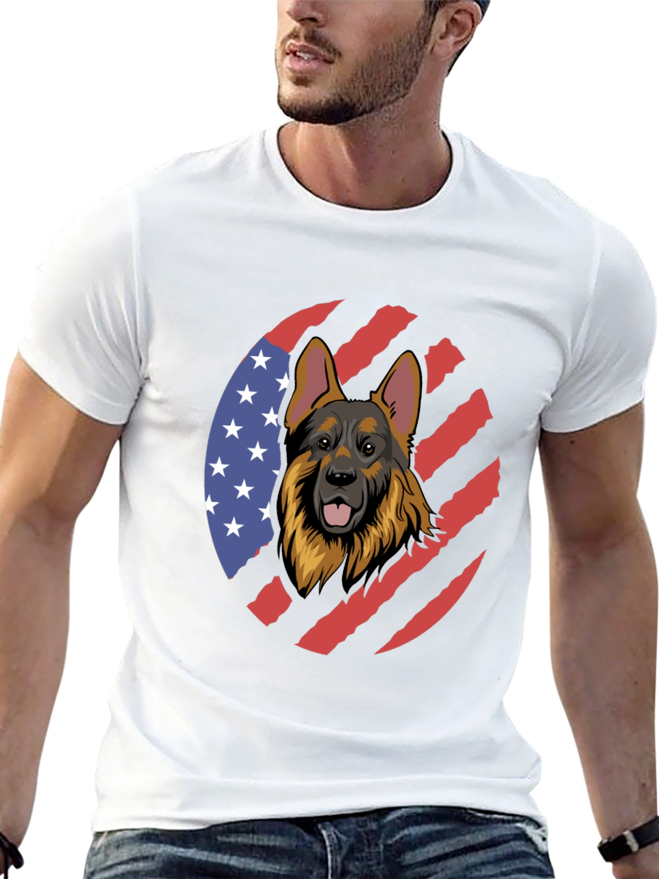 German Shepherd USA Flag T-Shirt