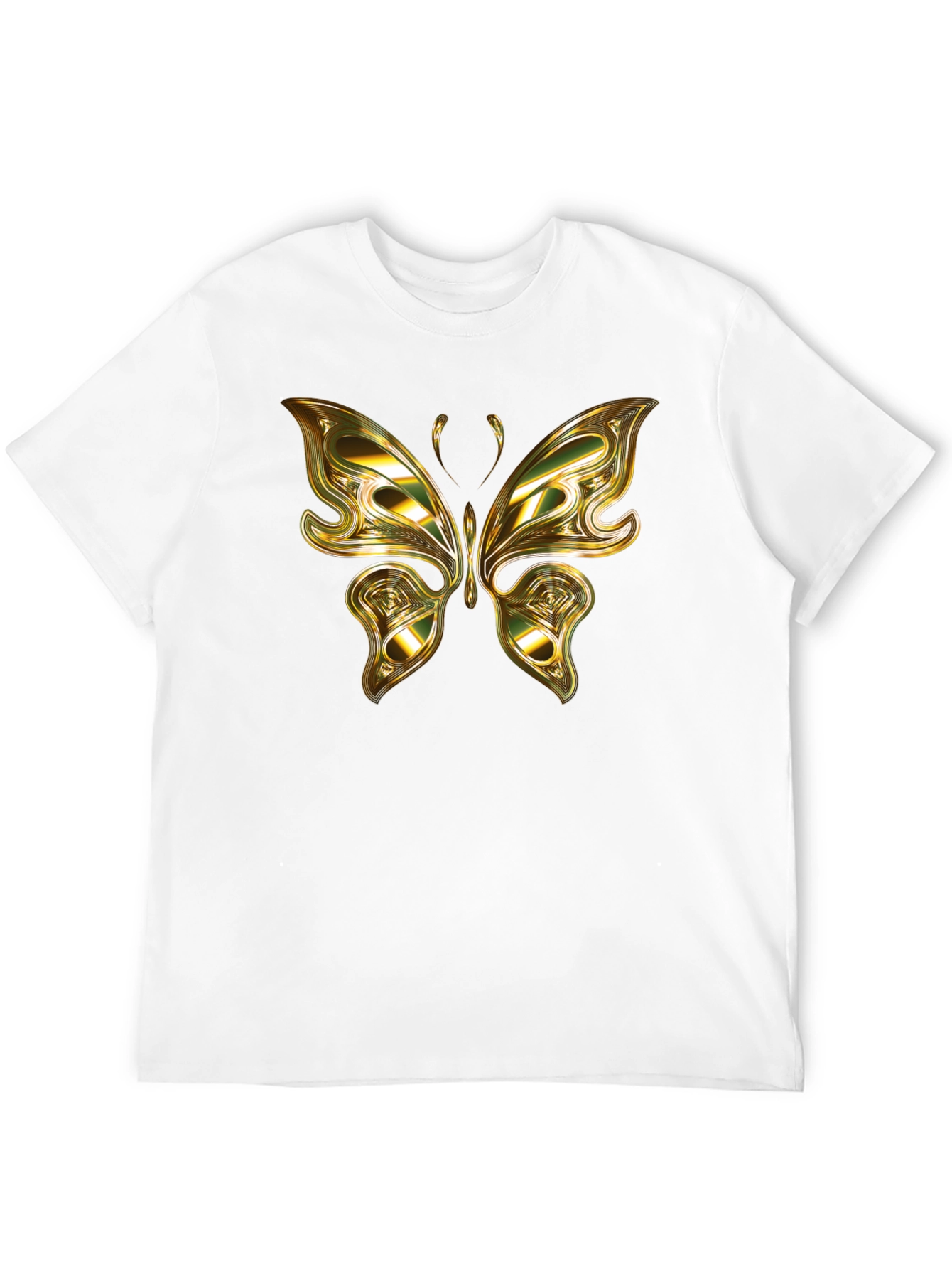 Gold Butterfly Graphic Black T-Shirt