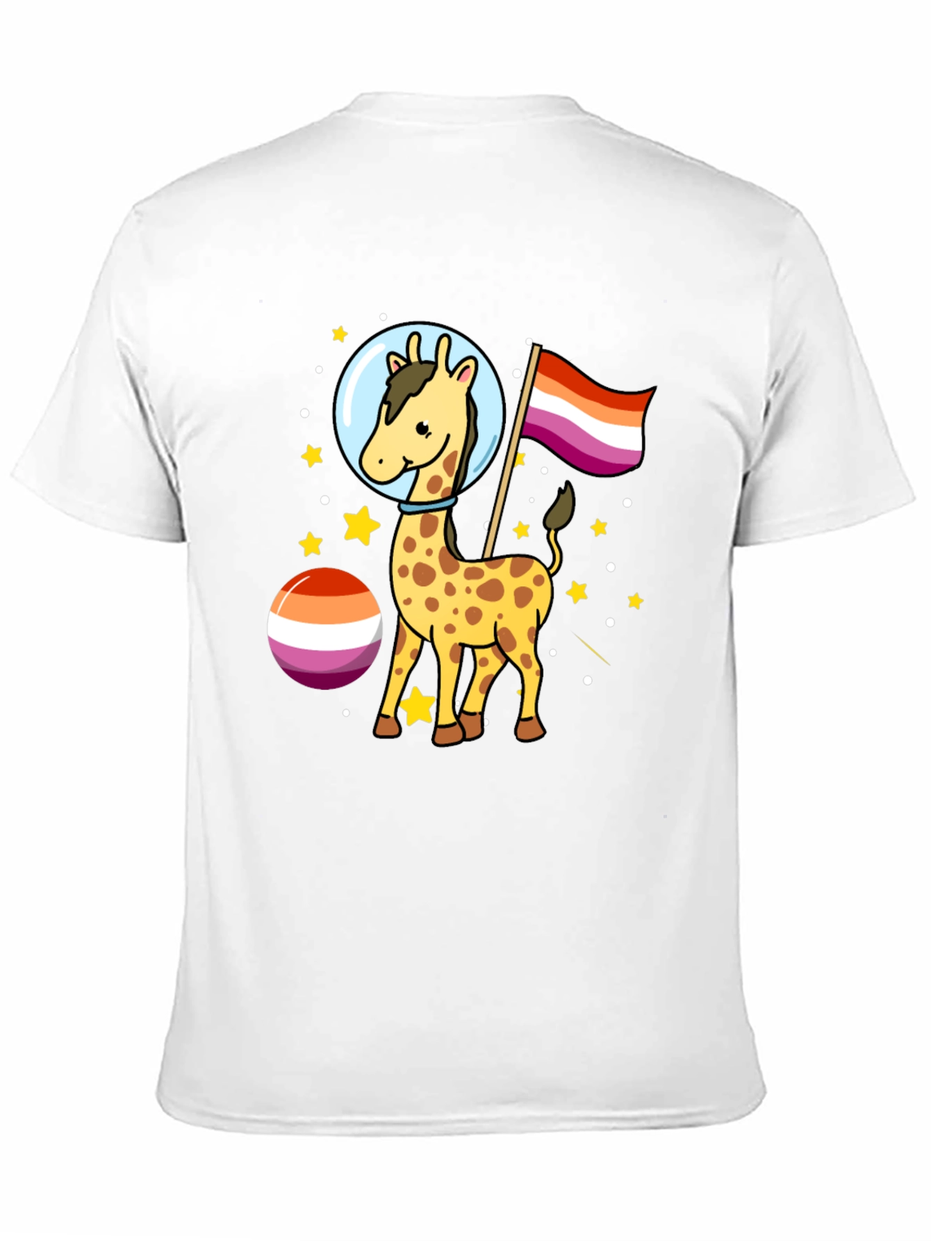 Giraffe in Space Lesbian Pride T-Shirt