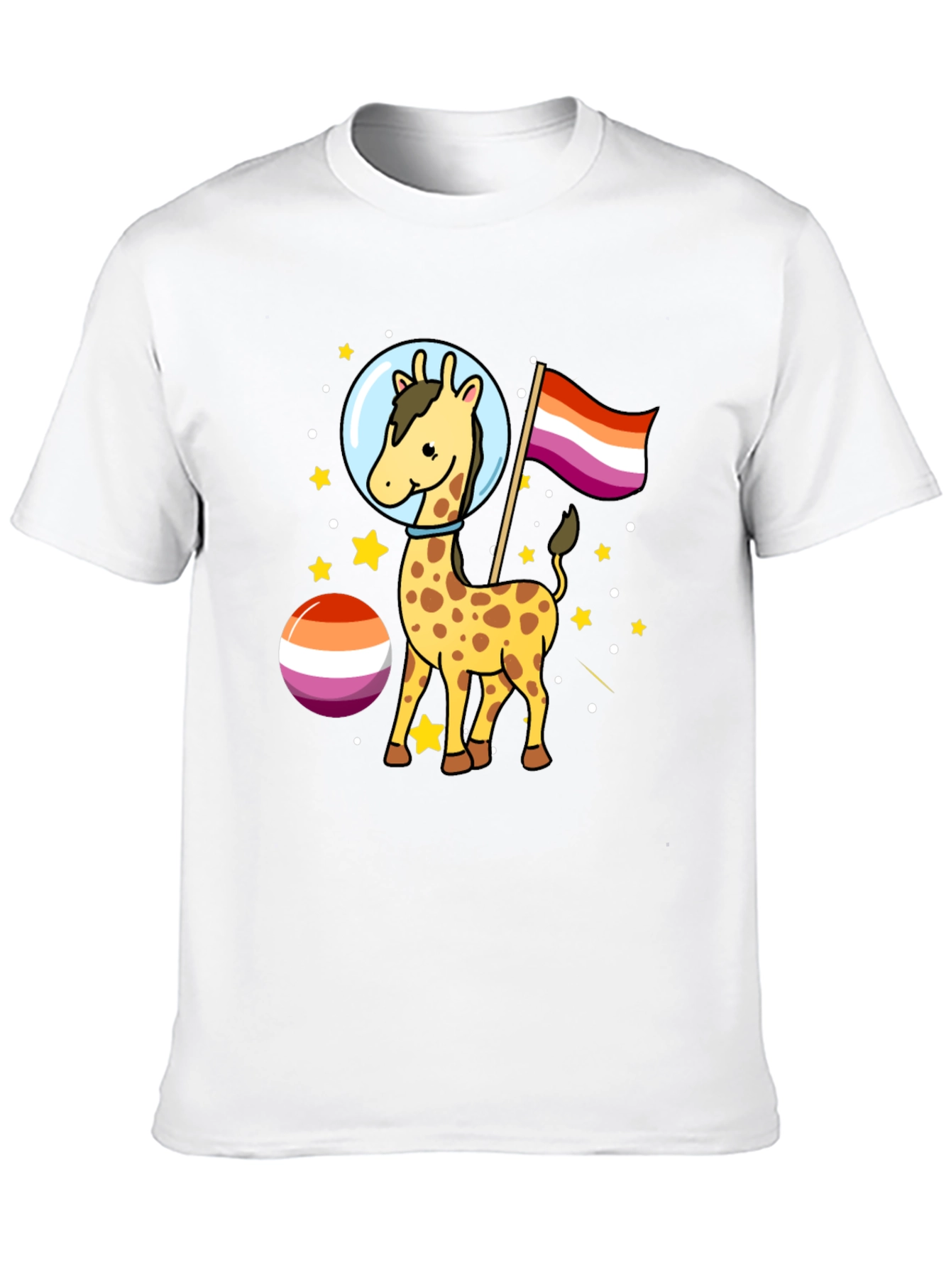 Giraffe in Space Lesbian Pride T-Shirt