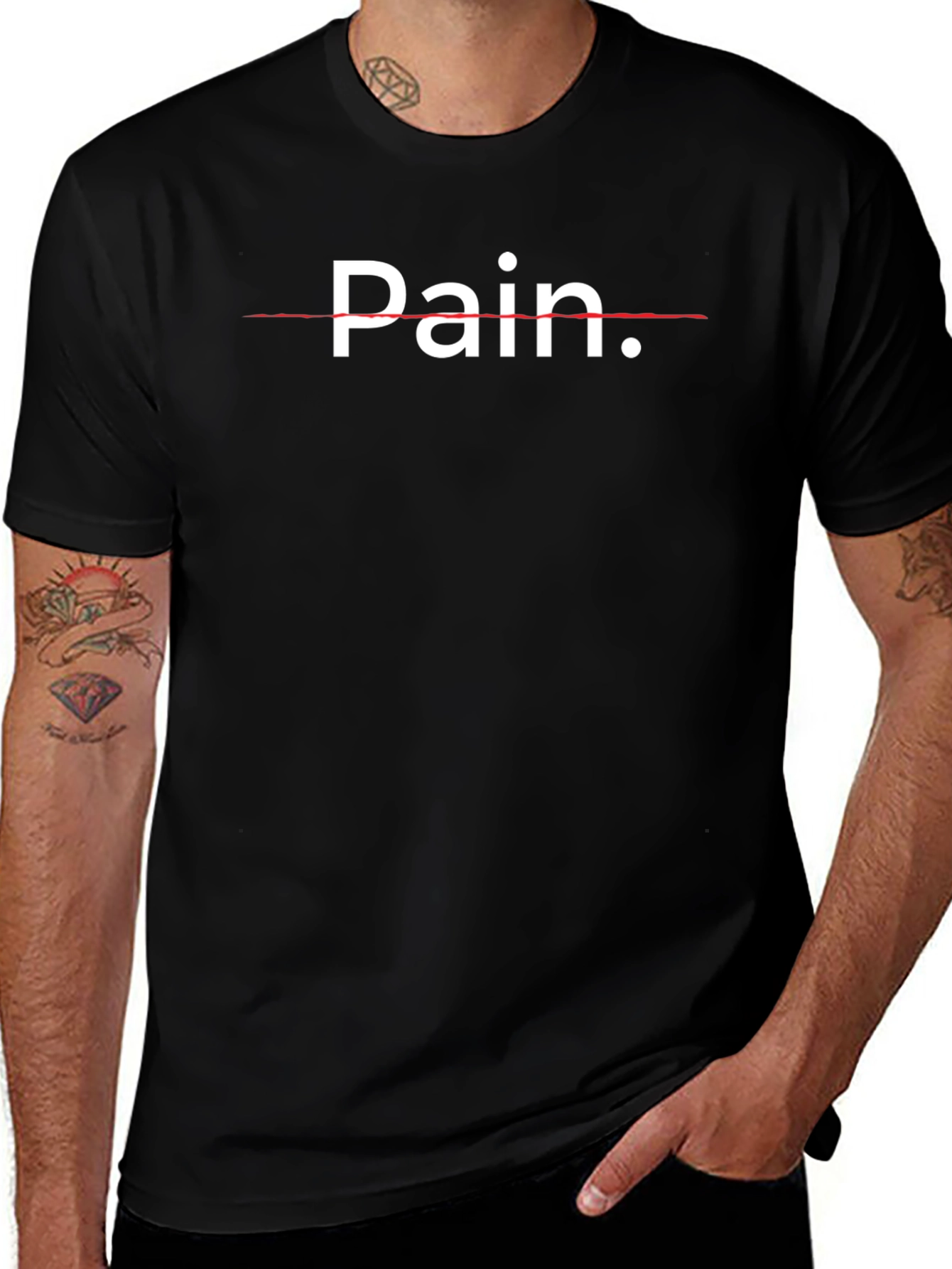 Pain T-Shirt - Black Crew Neck Graphic Tee