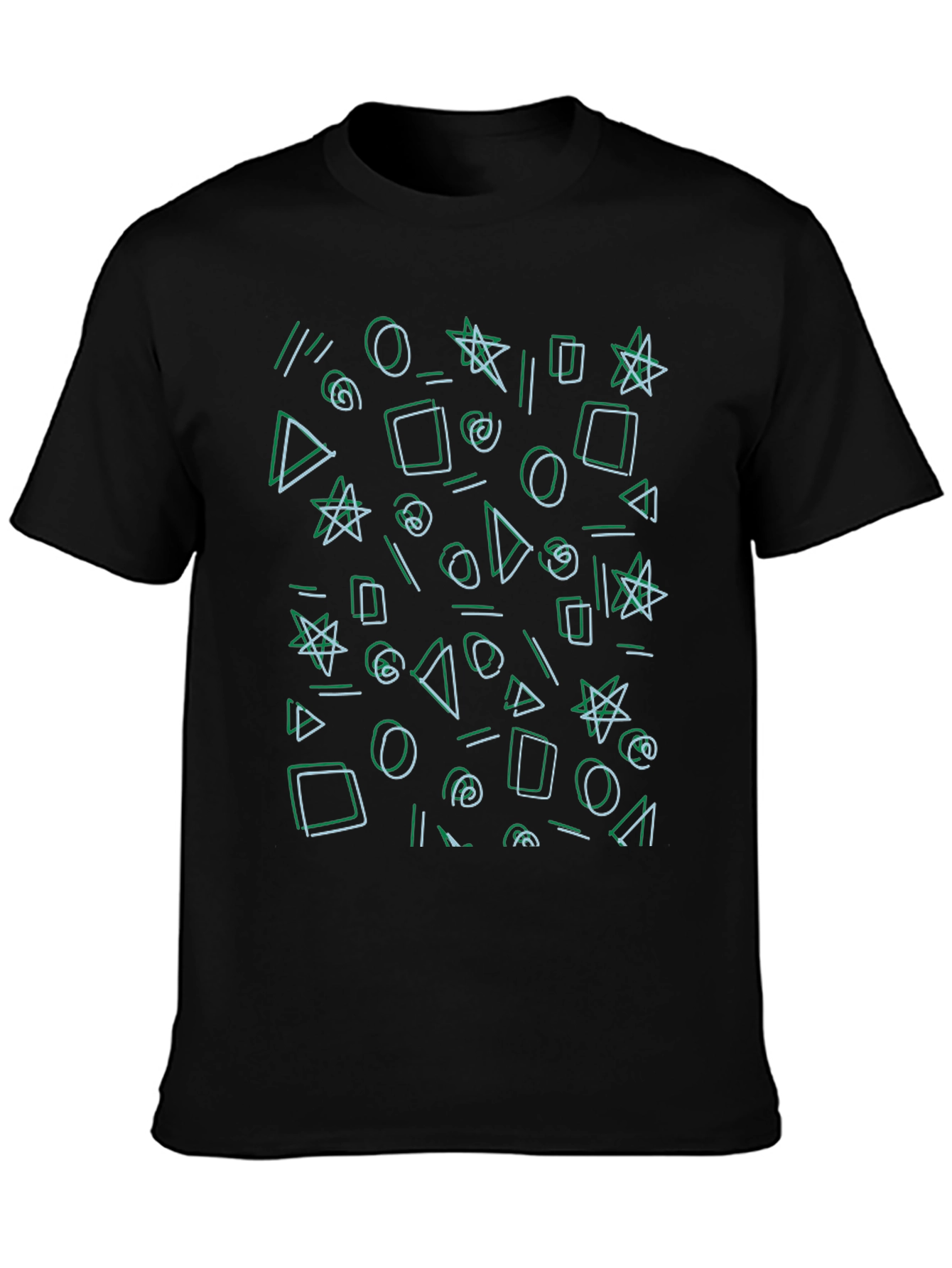 Abstract Shapes Black Tee - Modern Graphic Print