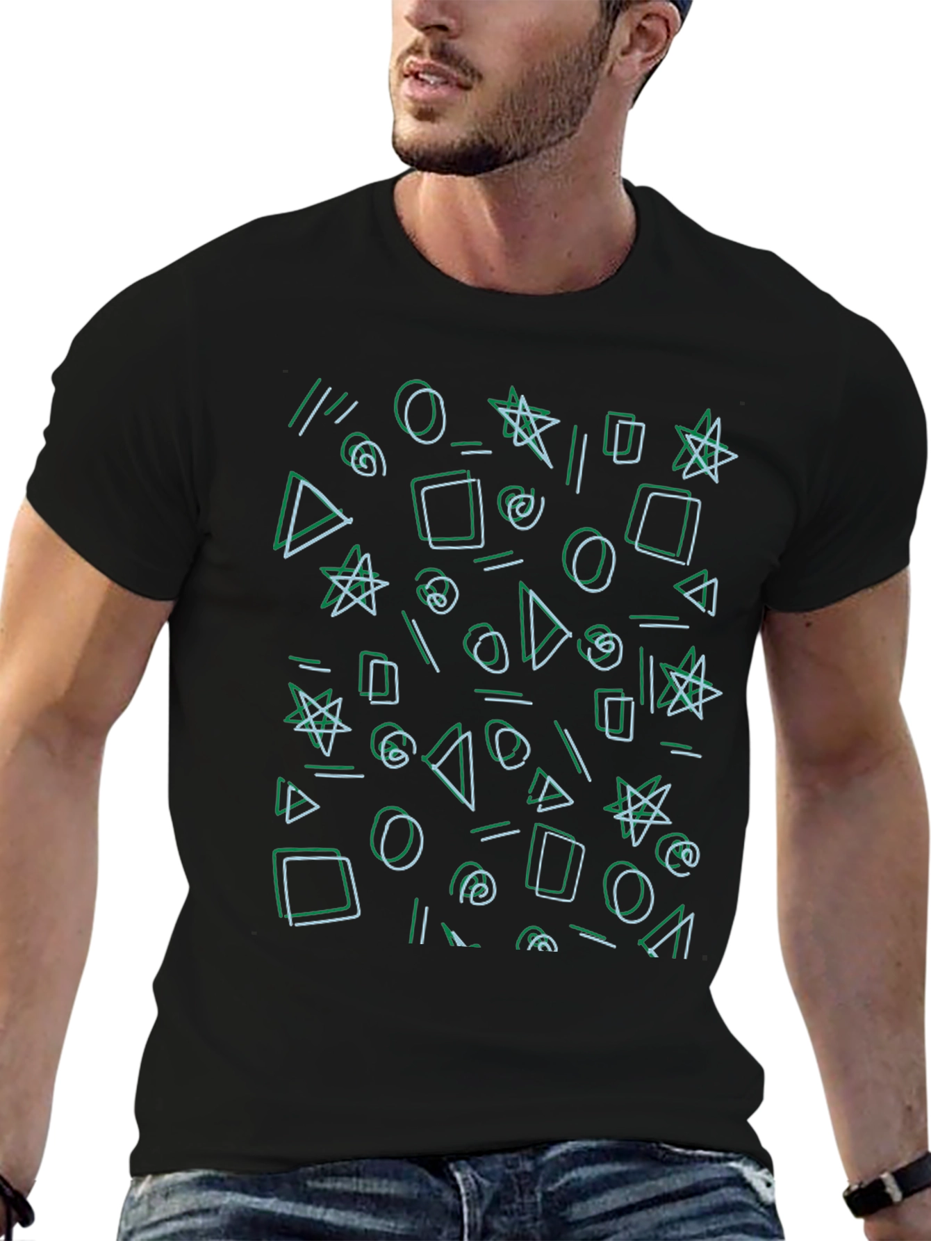 Abstract Shapes Black Tee - Modern Graphic Print