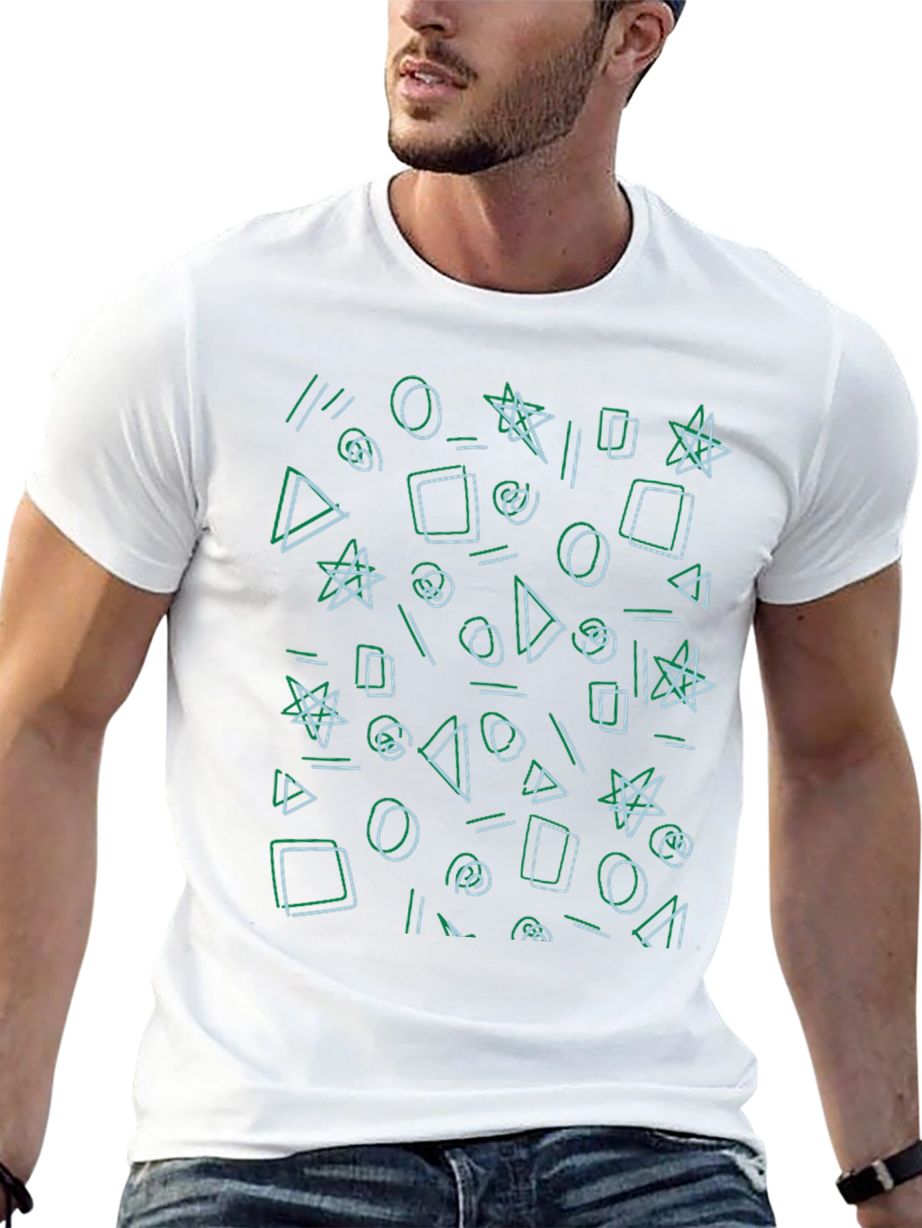 Abstract Shapes Black Tee - Modern Graphic Print