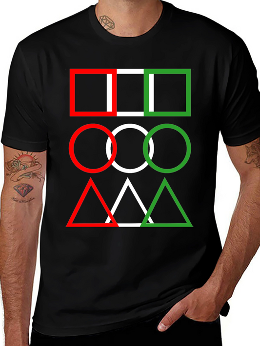 Geometric Shapes T-Shirt - Italian Flag Colors