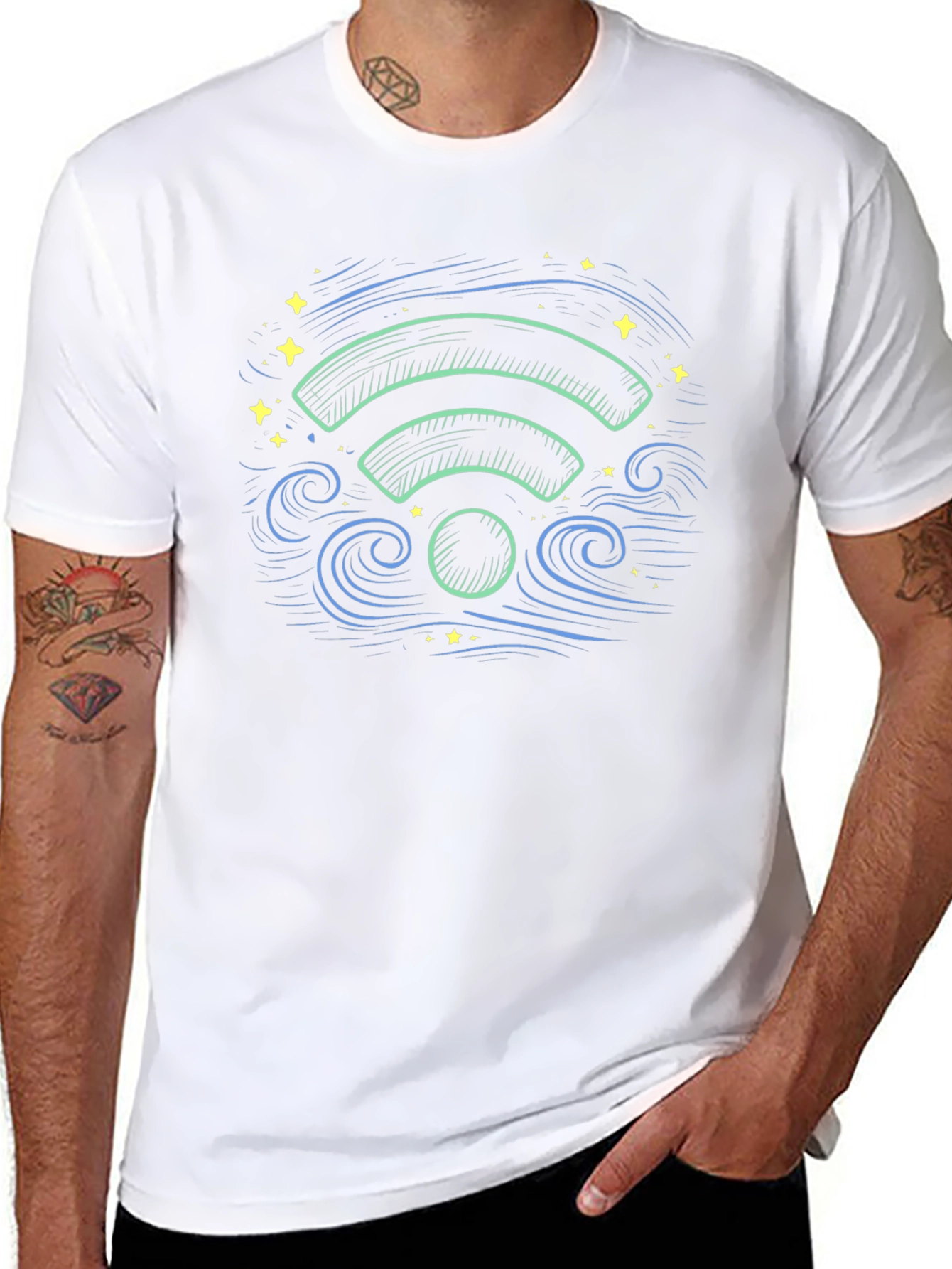 WiFi Waves Graphic Tee - Black