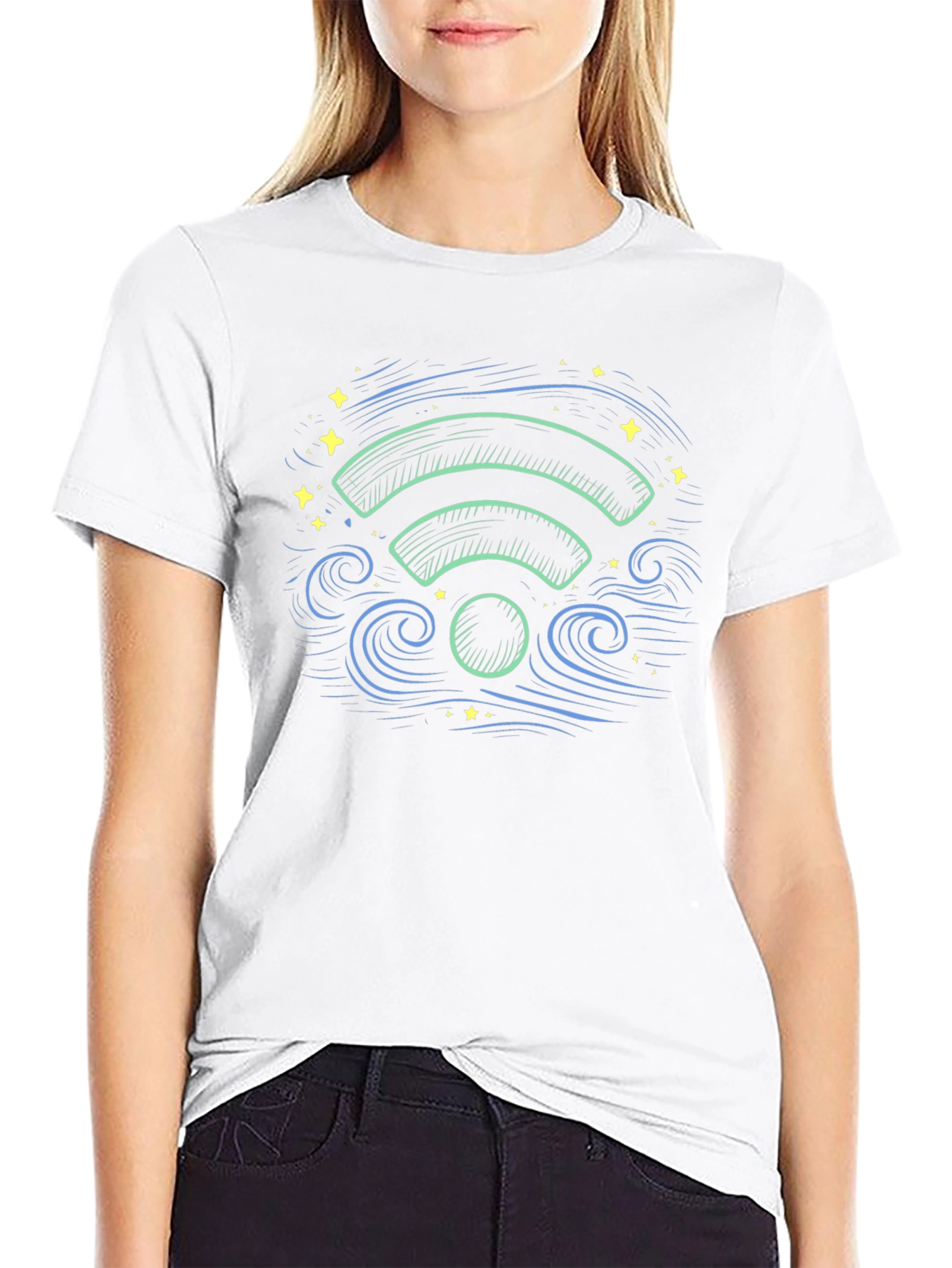 WiFi Waves Graphic Tee - Black