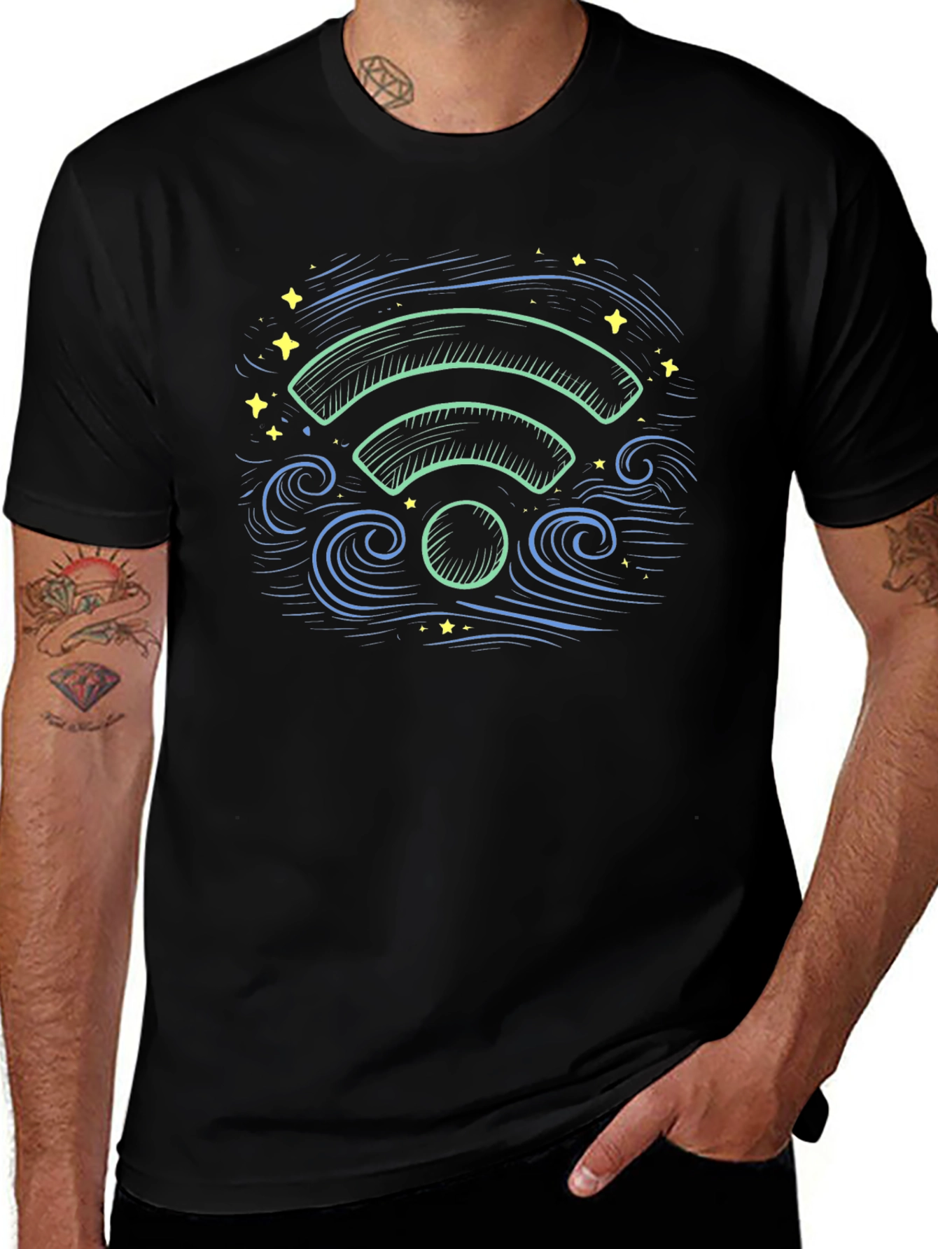 WiFi Waves Graphic Tee - Black