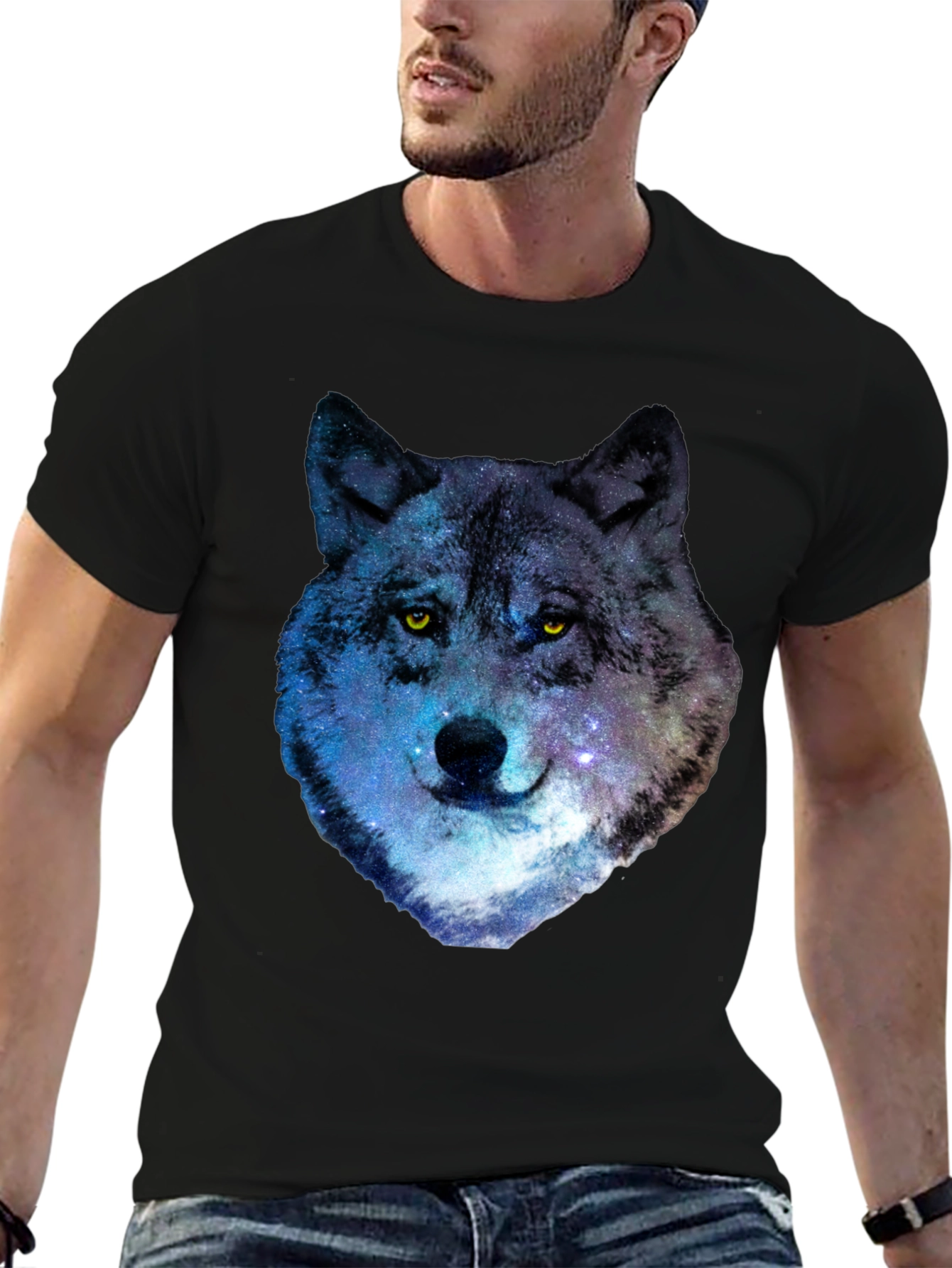 Galaxy Wolf Graphic T-Shirt - Cool Animal Print Tee