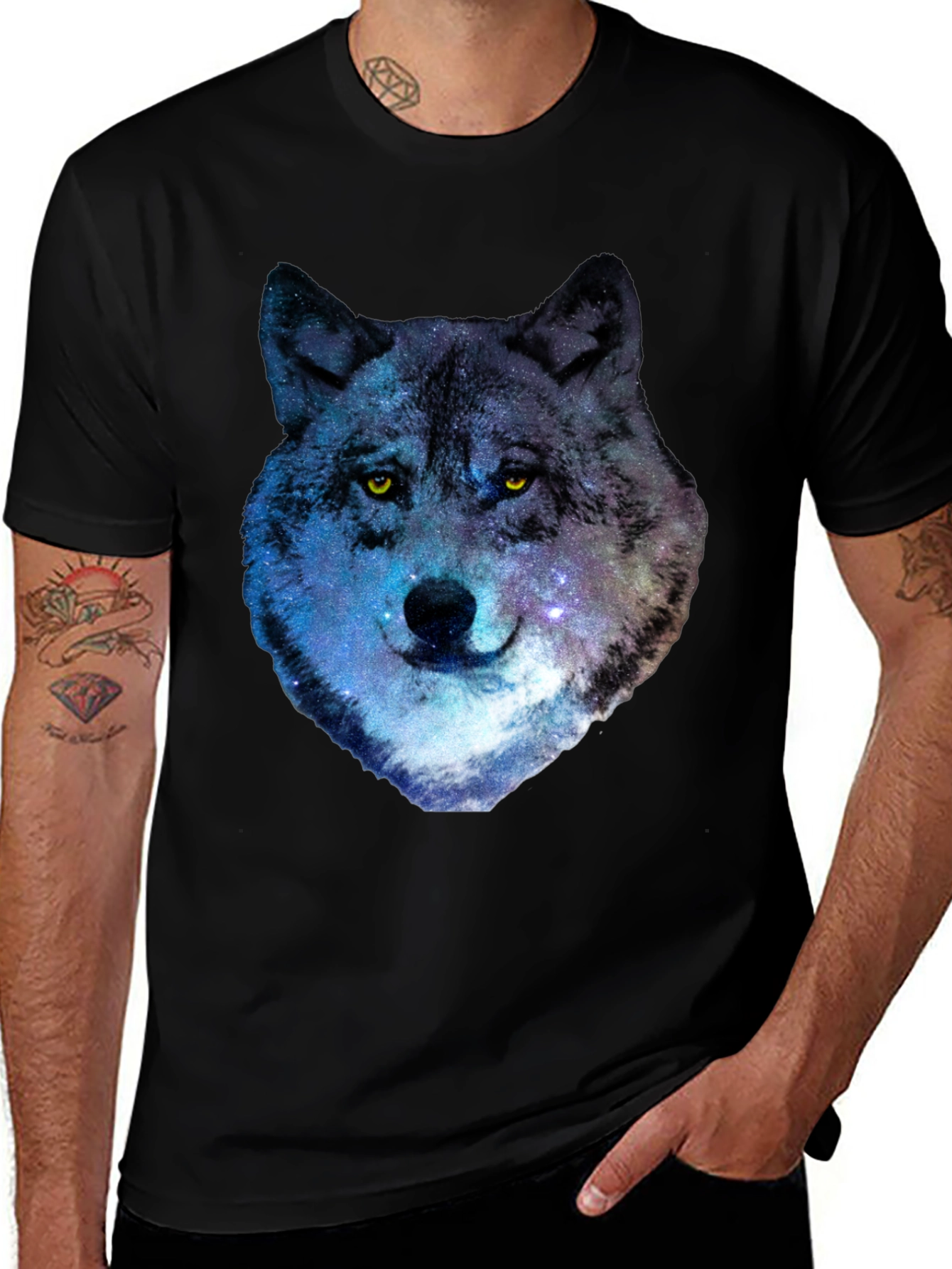 Galaxy Wolf Graphic T-Shirt - Cool Animal Print Tee