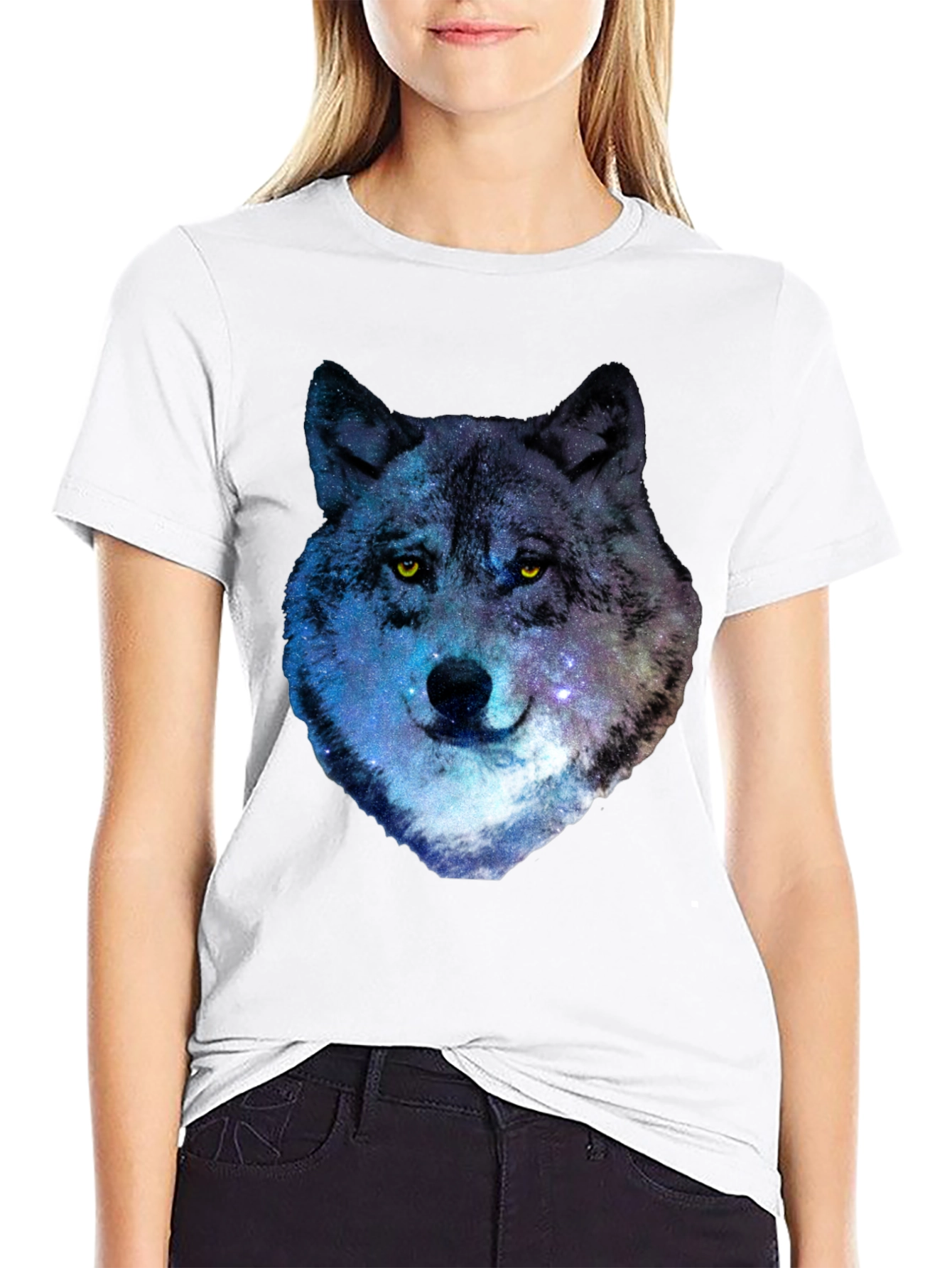 Galaxy Wolf Graphic T-Shirt - Cool Animal Print Tee