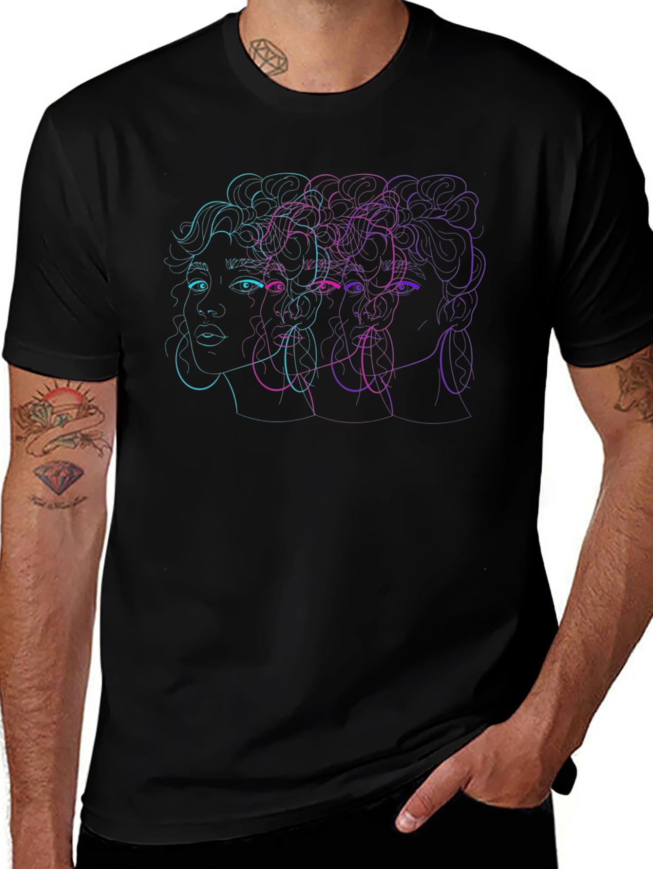 Abstract Portrait Graphic Tee - Modern Unisex T-Shirt
