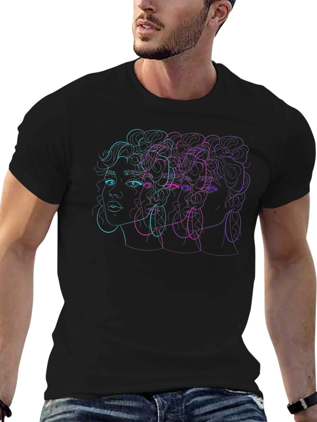 Abstract Portrait Graphic Tee - Modern Unisex T-Shirt