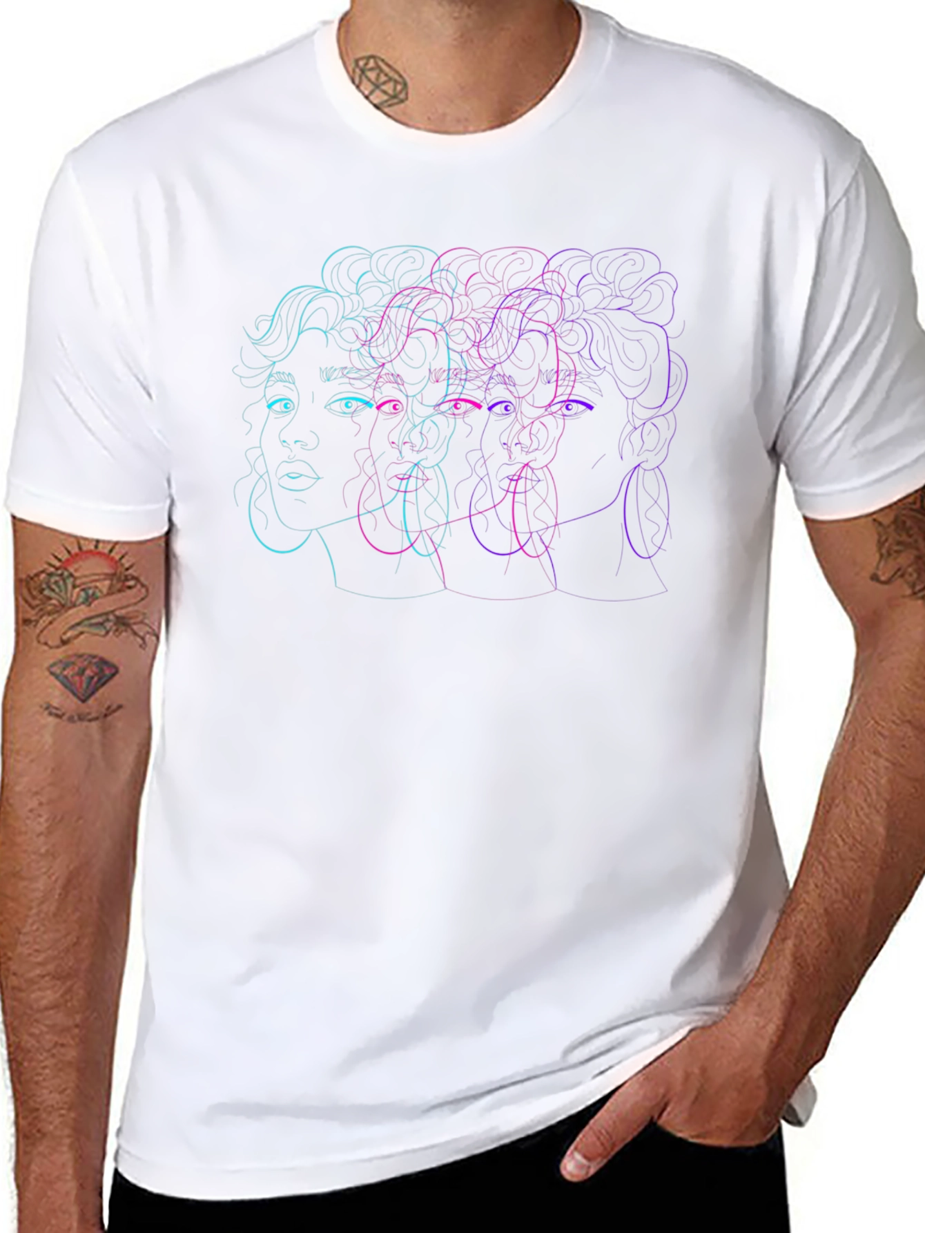 Abstract Portrait Graphic Tee - Modern Unisex T-Shirt