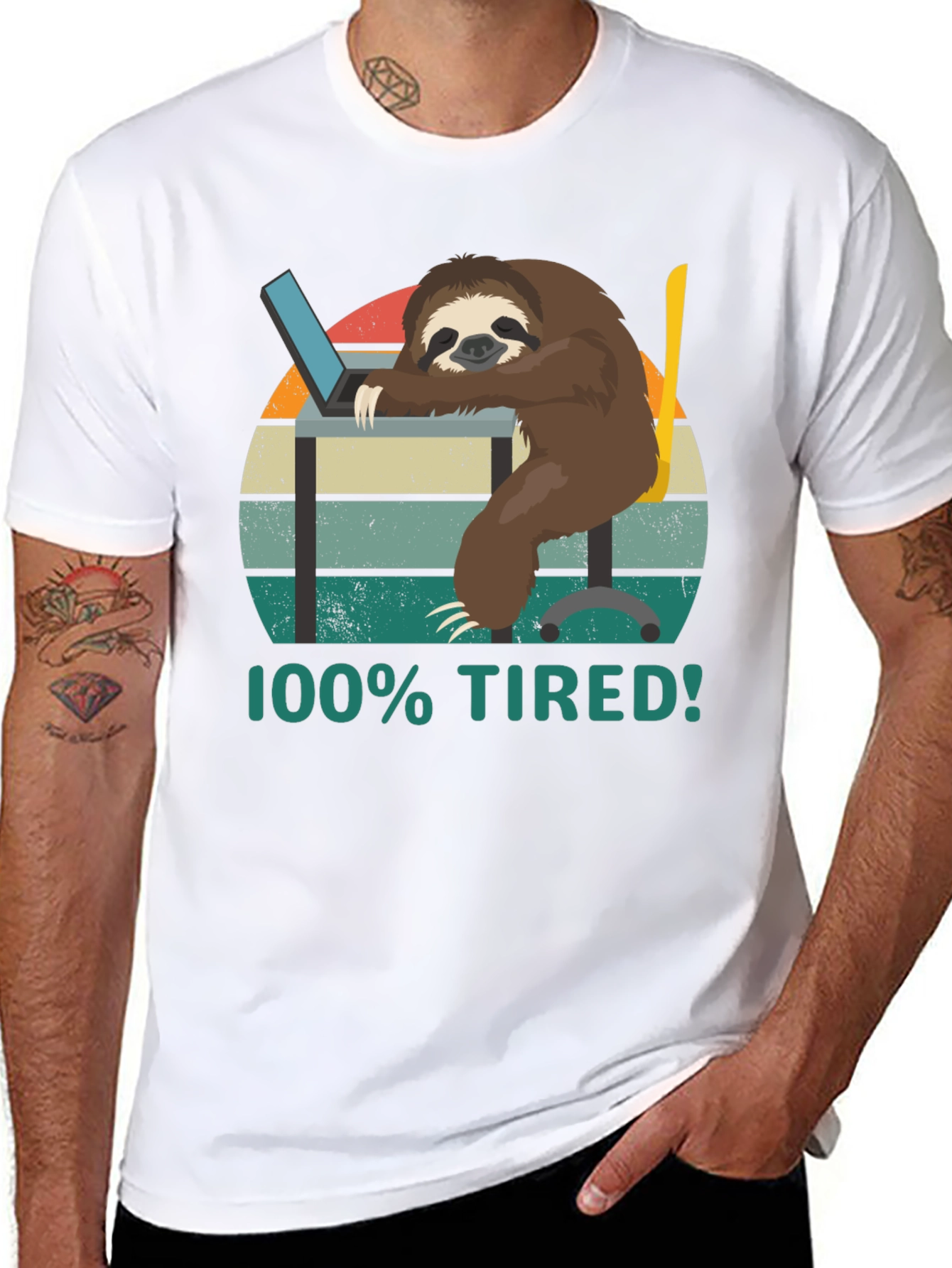 100% Tired Sloth T-Shirt - Funny & Relatable!