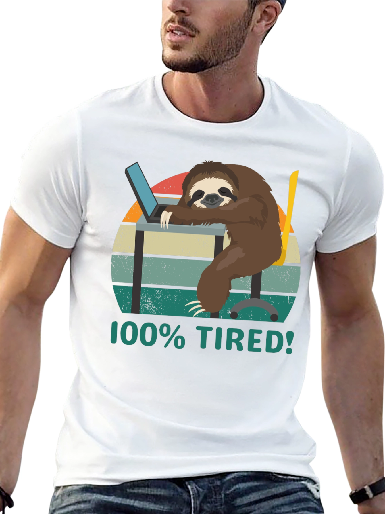 100% Tired Sloth T-Shirt - Funny & Relatable!