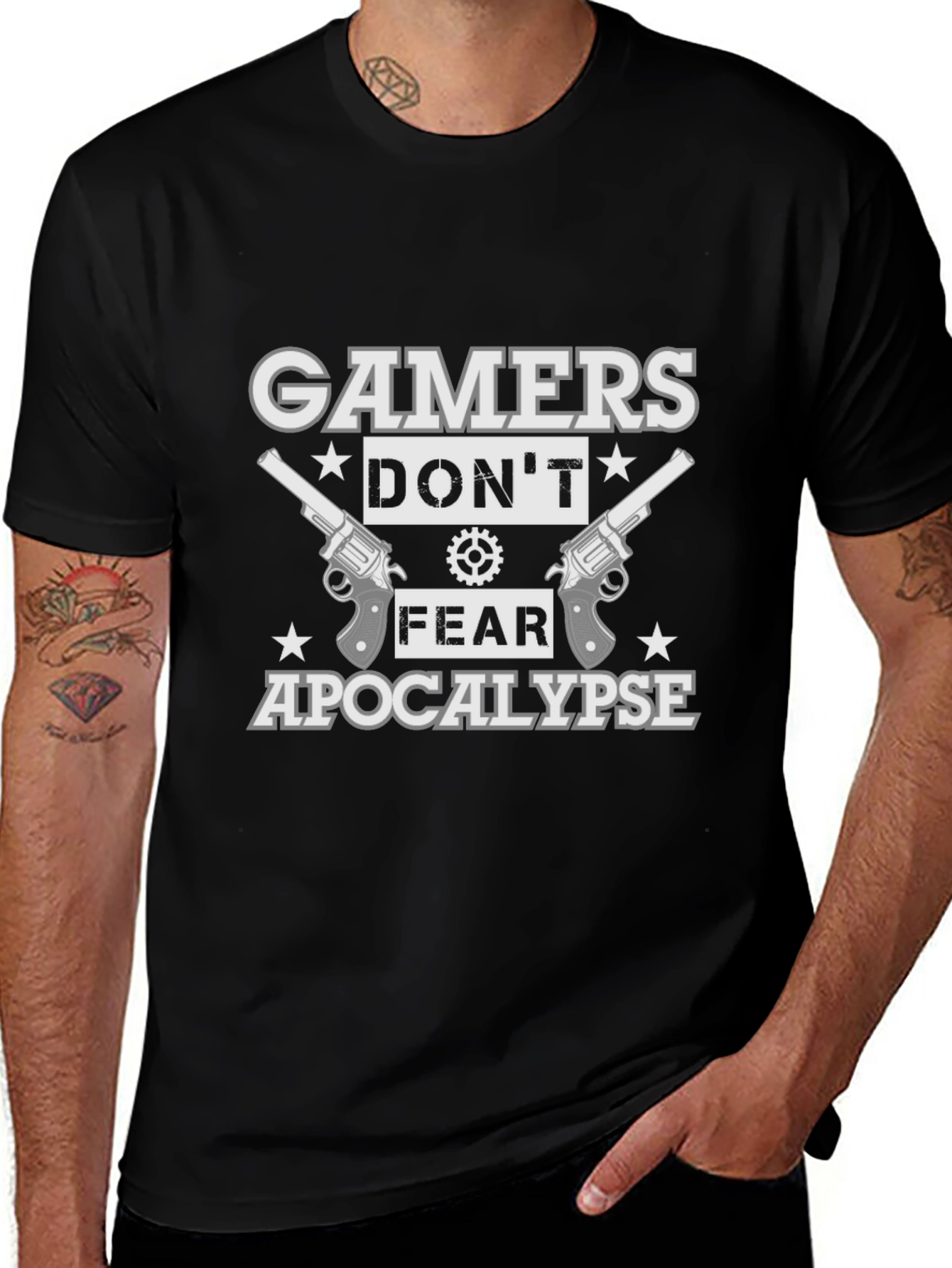 Gamers Dont Fear Apocalypse Black Cotton T-Shirt