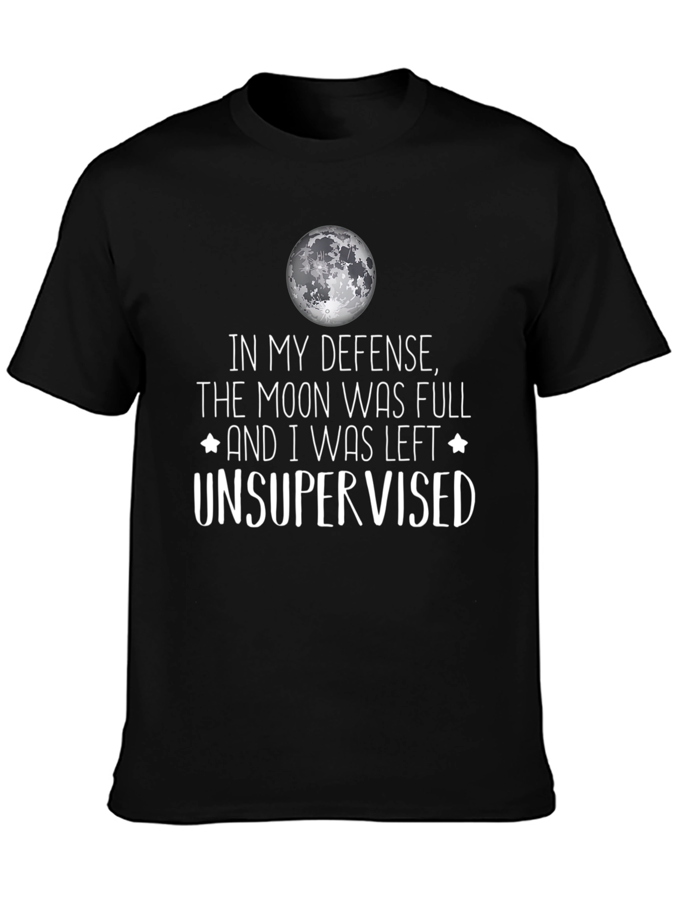 Funny Moon Full Unsupervised Graphic T-Shirt