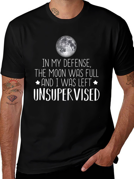 Funny Moon Full Unsupervised Graphic T-Shirt