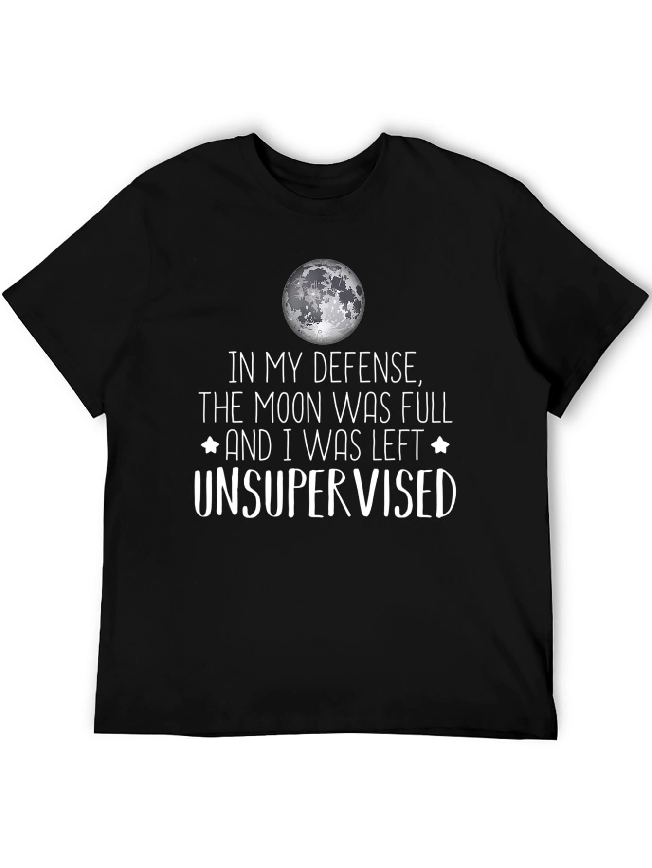 Funny Moon Full Unsupervised Graphic T-Shirt