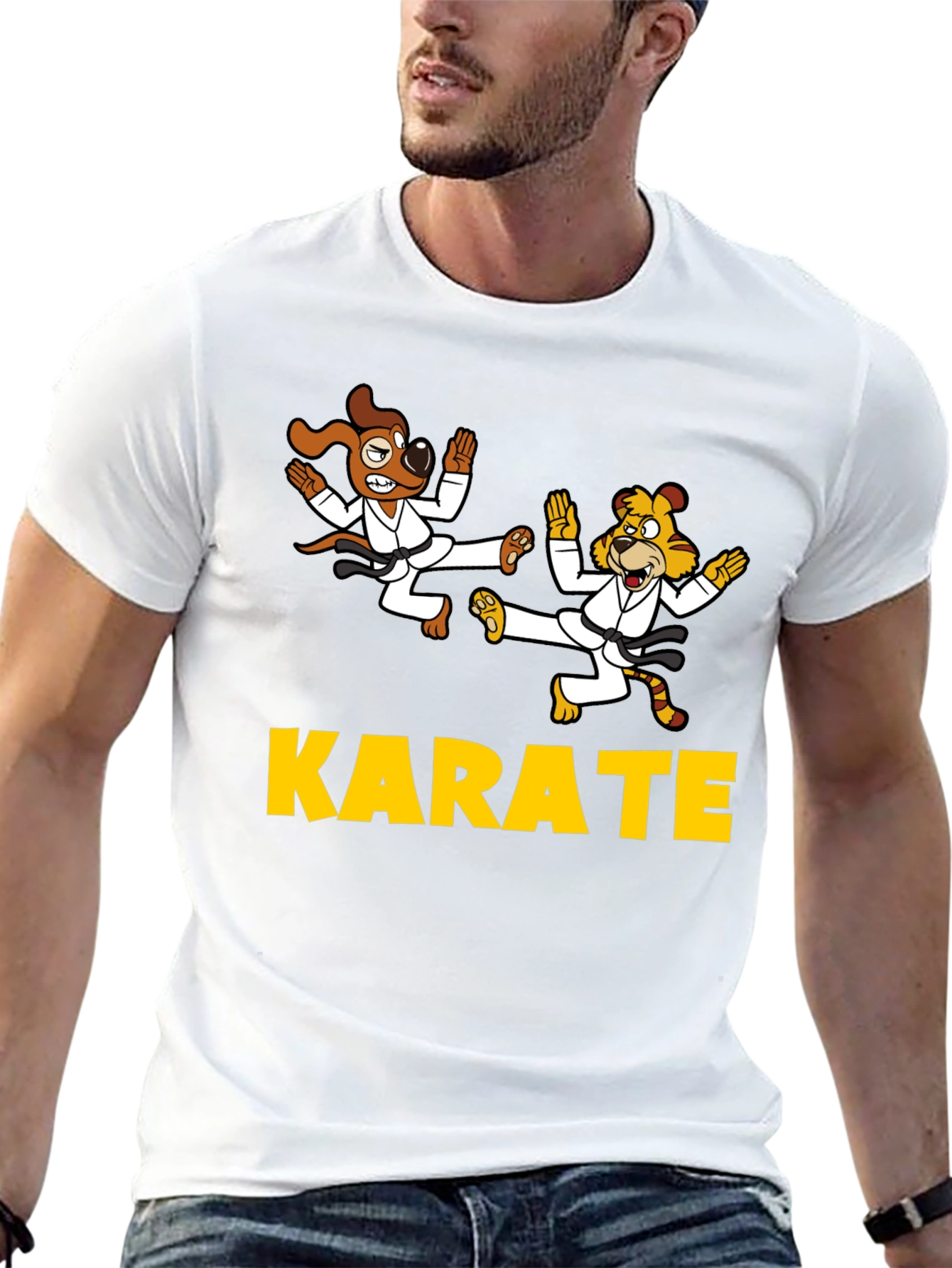Funny Karate Dog T-Shirt – Cartoon Martial Arts Graphic Tee Gift
