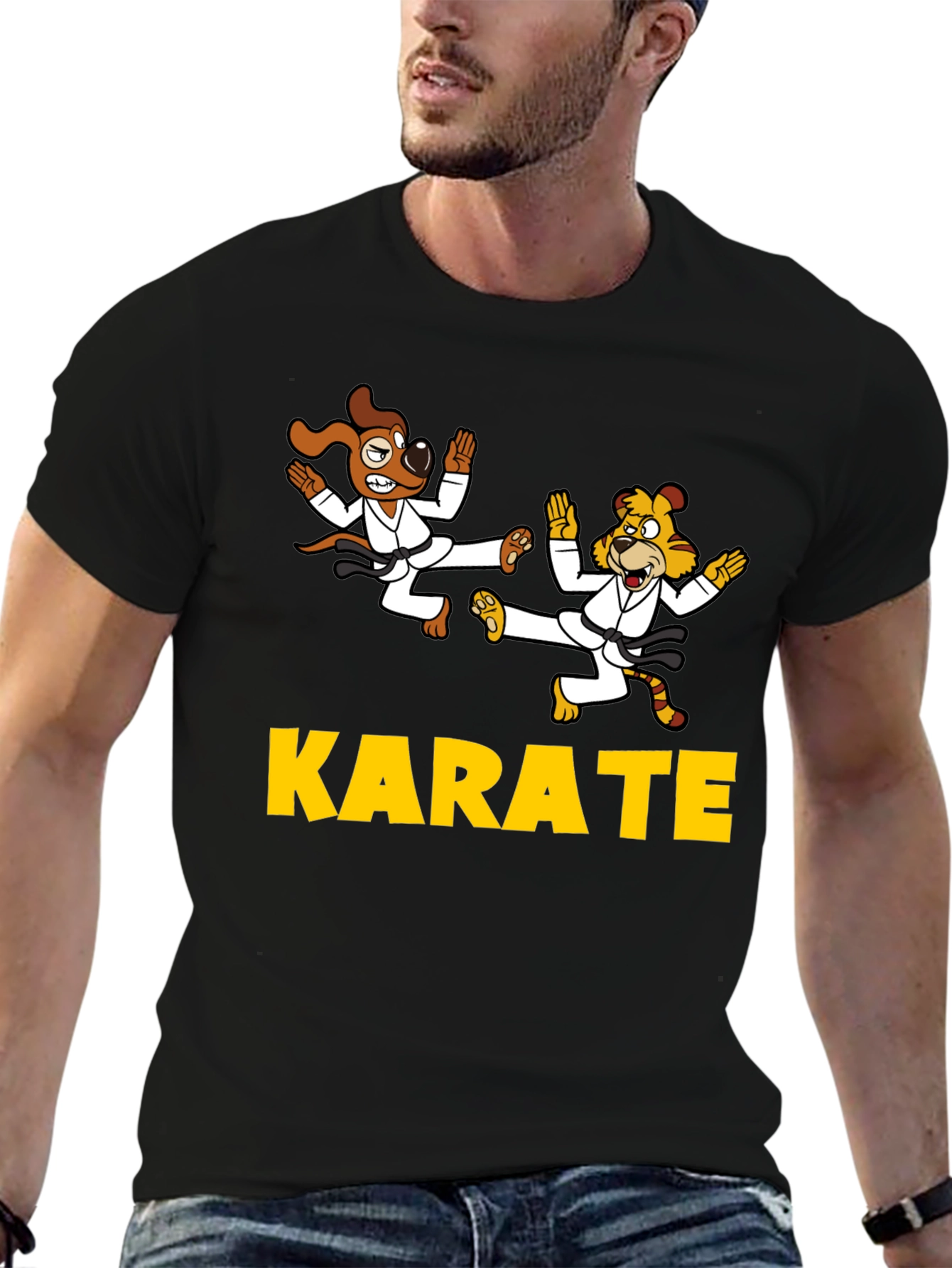 Funny Karate Dog T-Shirt – Cartoon Martial Arts Graphic Tee Gift