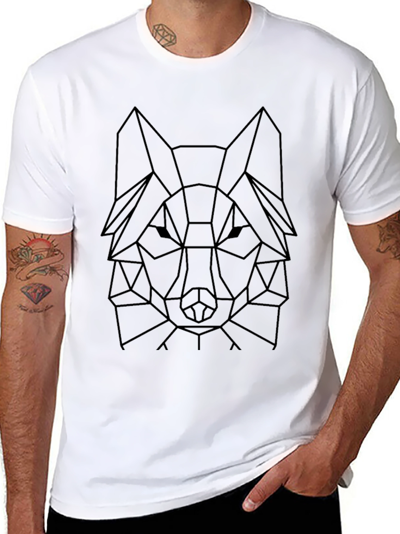 Geometric Wolf T-Shirt - Modern Minimalist Design