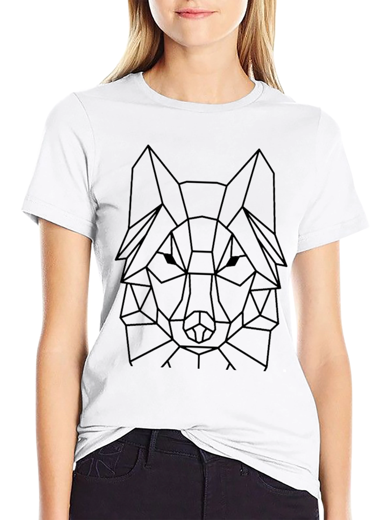 Geometric Wolf T-Shirt - Modern Minimalist Design