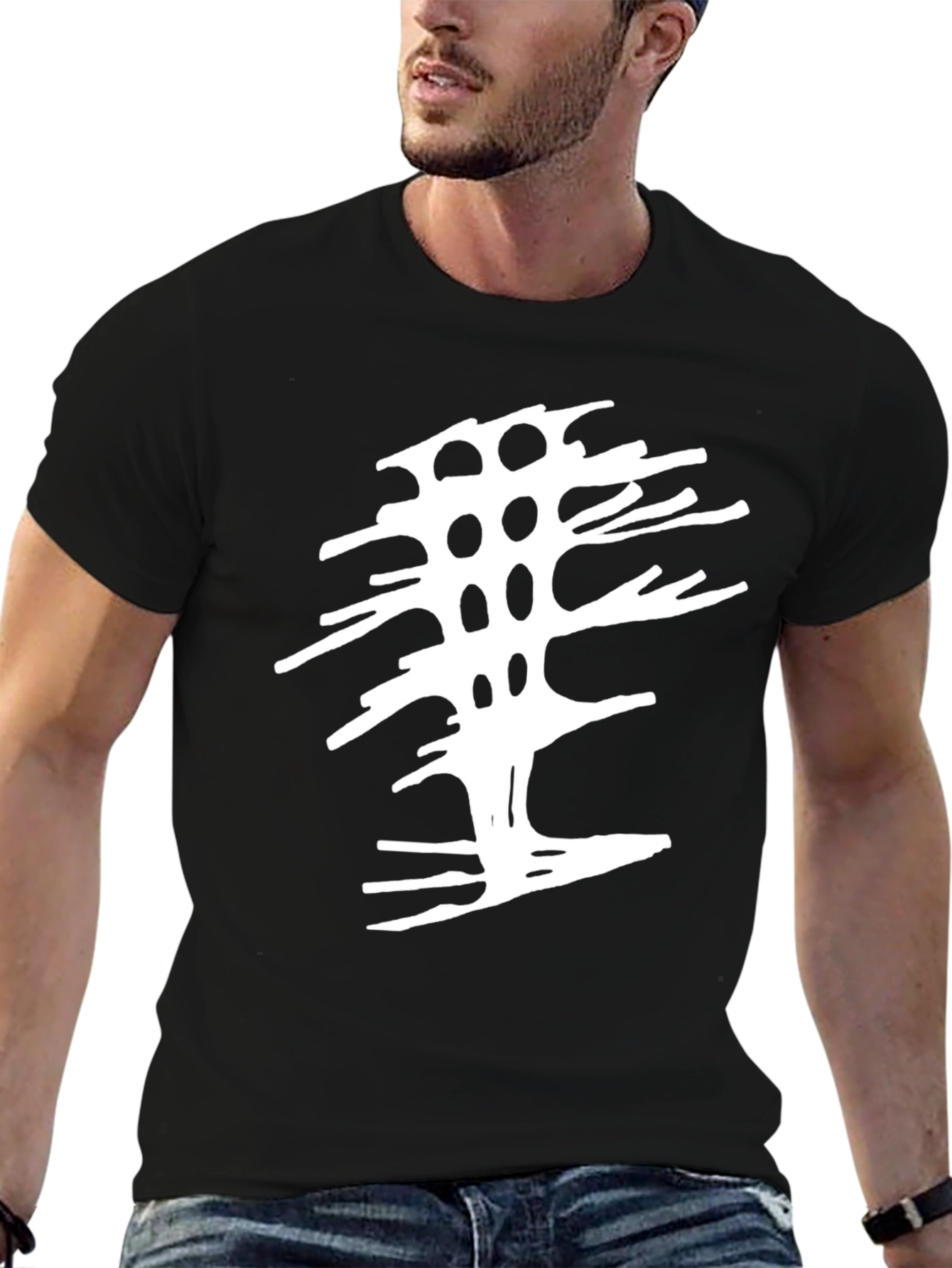 Abstract Tree Graphic Tee - Modern Black T-Shirt
