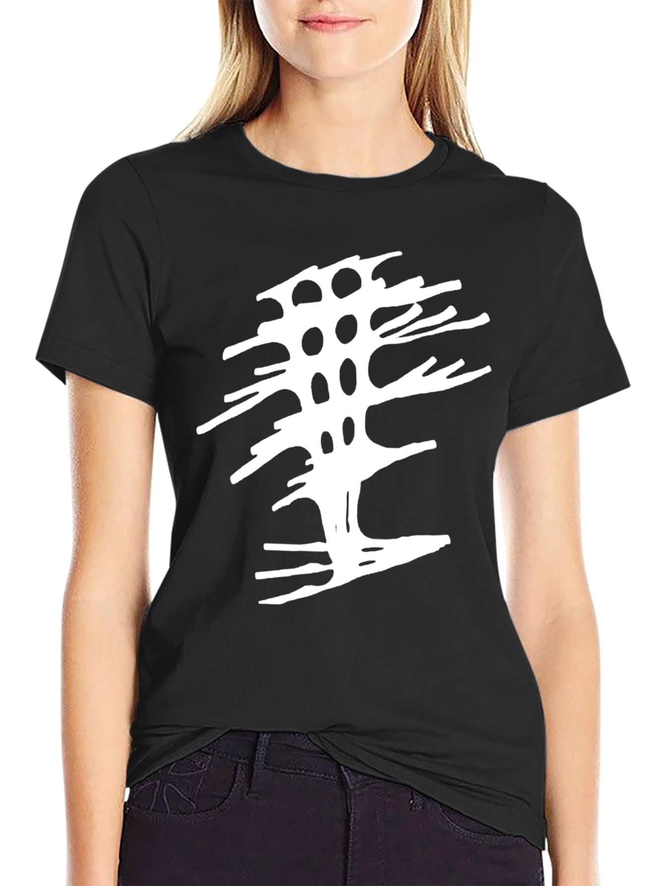 Abstract Tree Graphic Tee - Modern Black T-Shirt