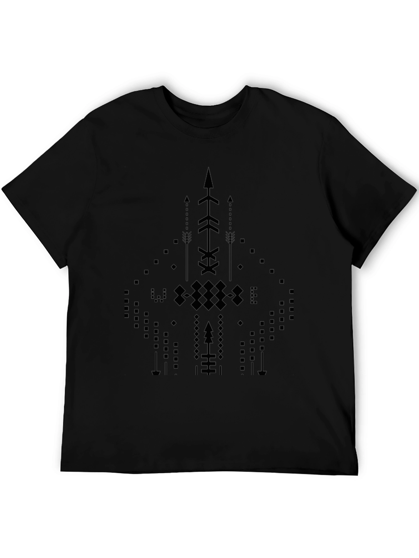 Abstract Geometric Arrow Design Black T-Shirt