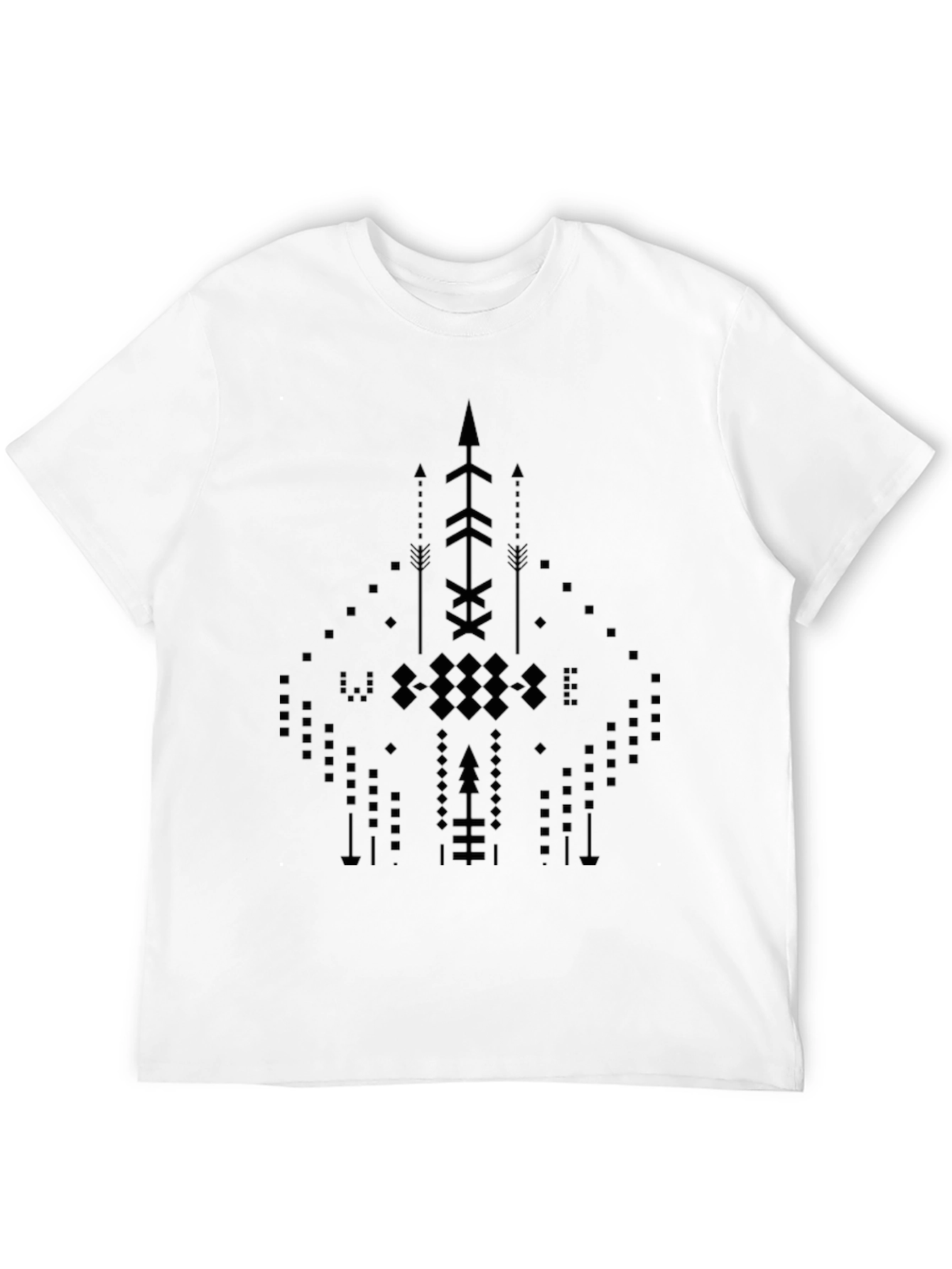Abstract Geometric Arrow Design Black T-Shirt