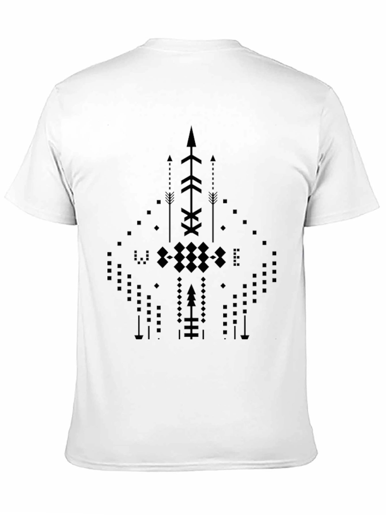 Abstract Geometric Arrow Design Black T-Shirt