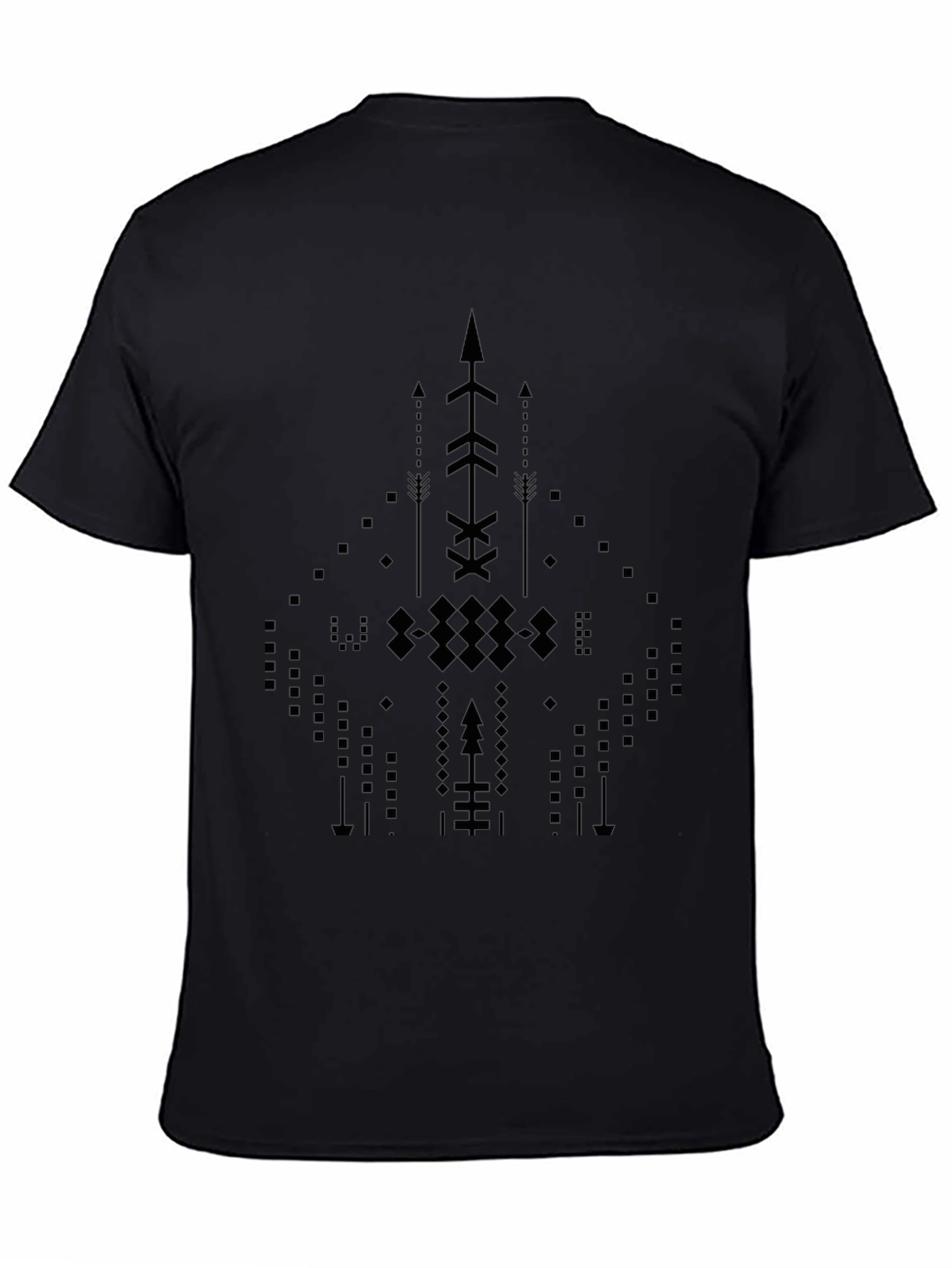 Abstract Geometric Arrow Design Black T-Shirt