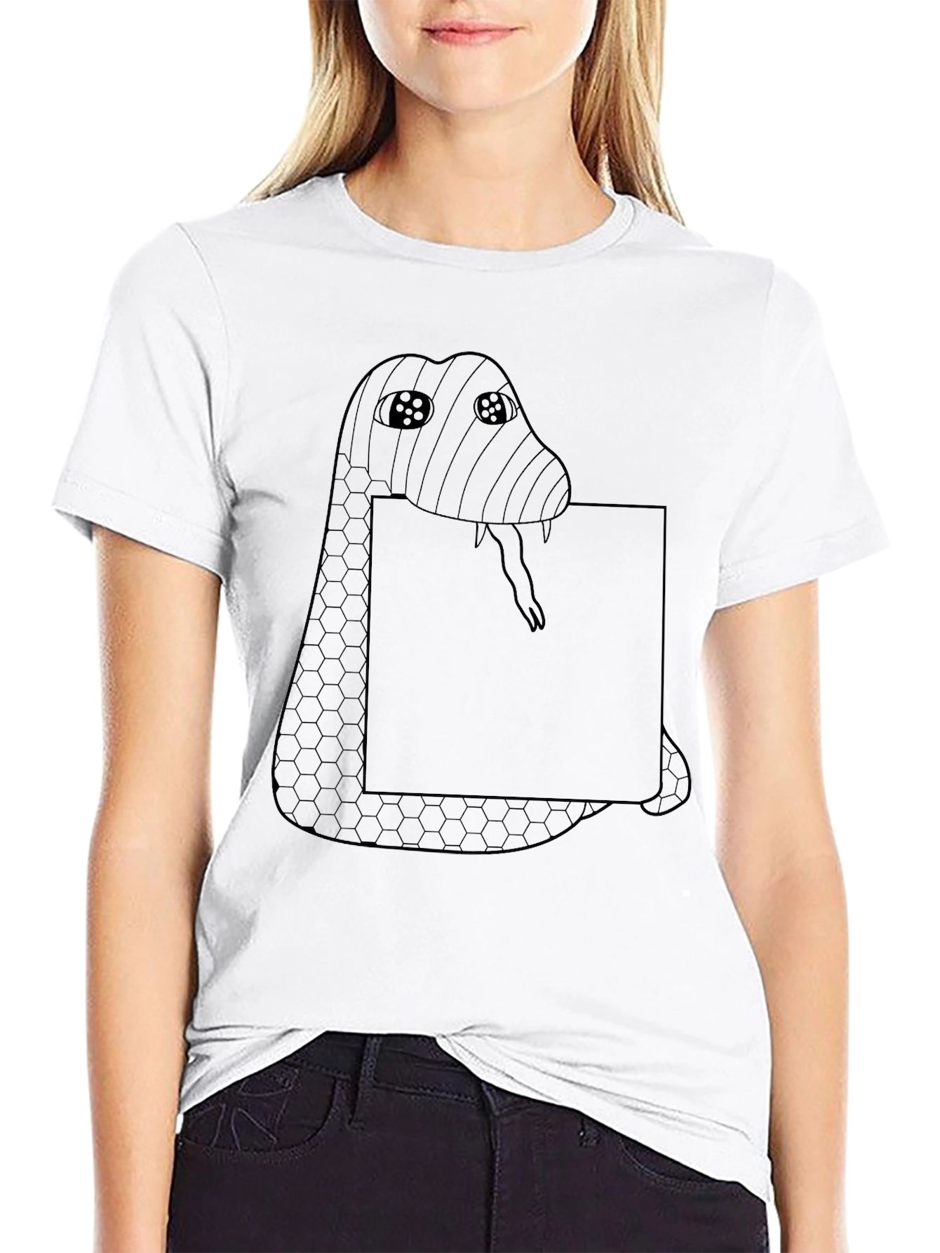 Snakes & Squares Graphic Tee - Edgy Black T-Shirt