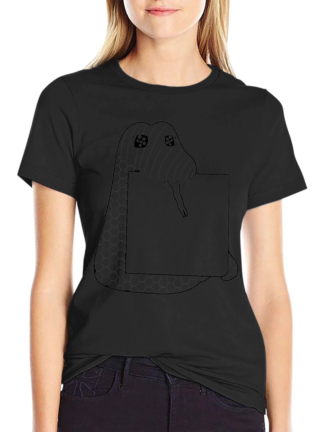 Snakes & Squares Graphic Tee - Edgy Black T-Shirt
