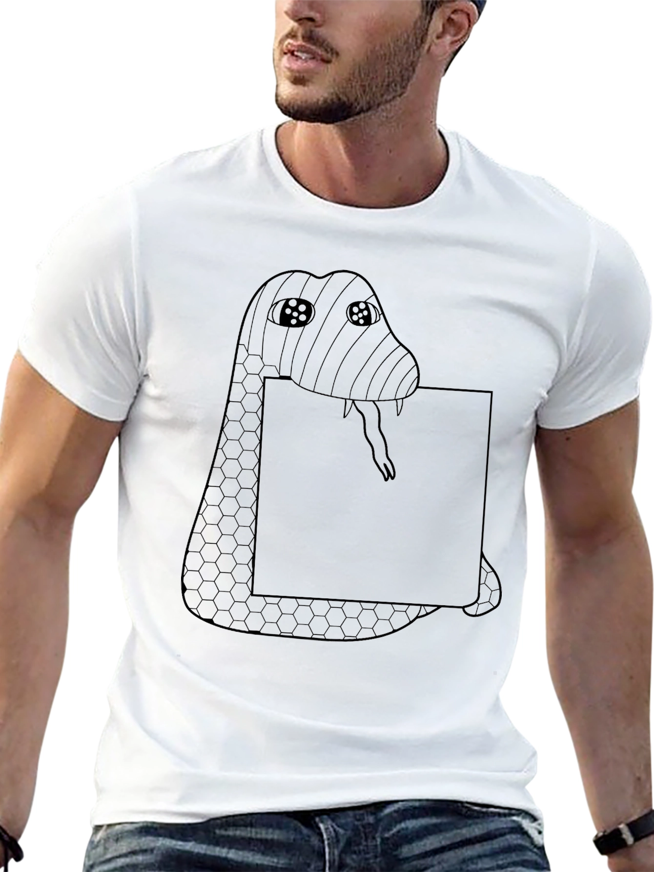 Snakes & Squares Graphic Tee - Edgy Black T-Shirt