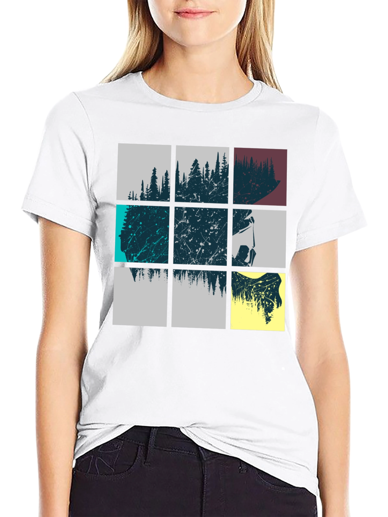 Abstract Forest Graphic Print Mens Black T-Shirt
