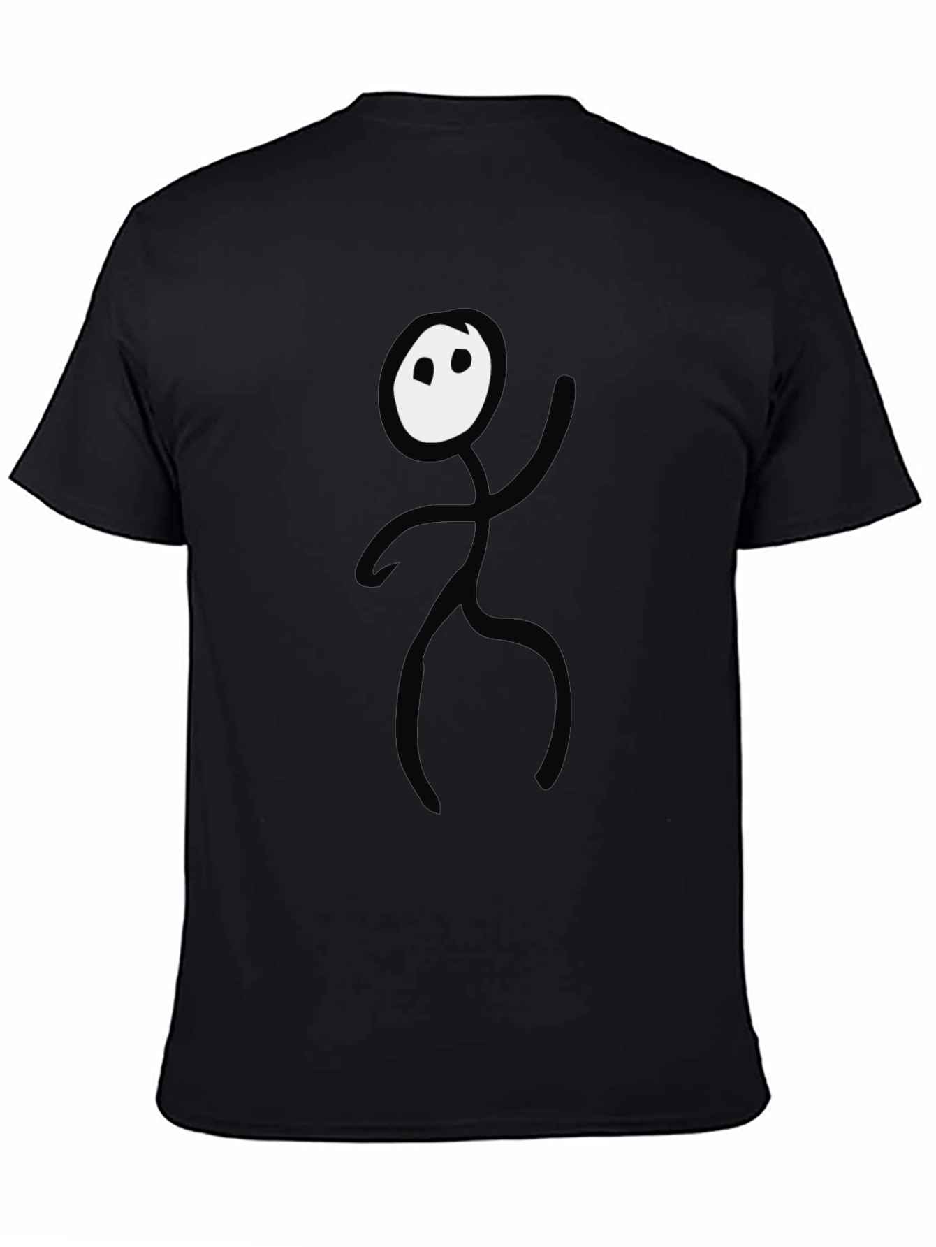 Funny Stick Figure Graphic Tee - Black Cotton T-Shirt