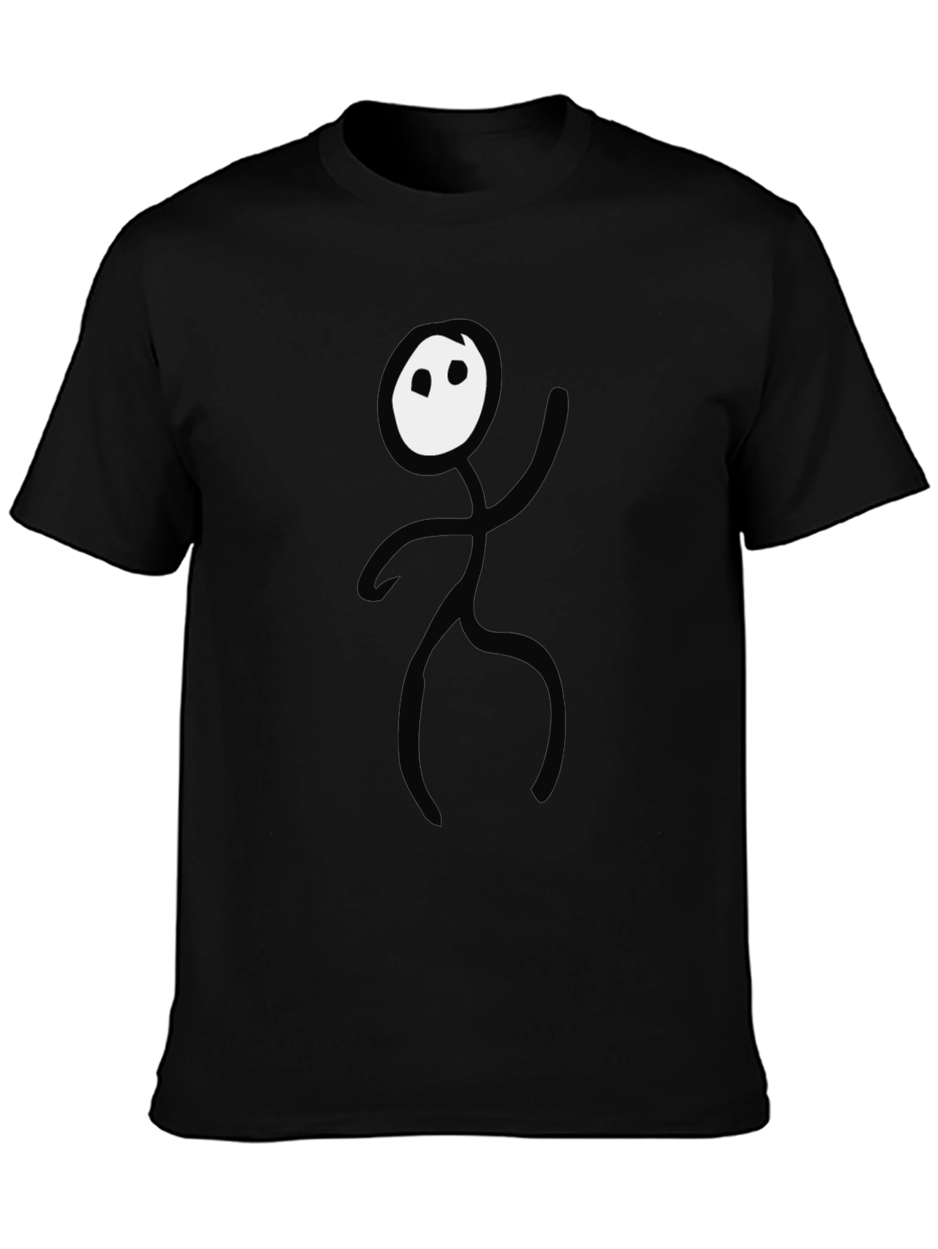 Funny Stick Figure Graphic Tee - Black Cotton T-Shirt