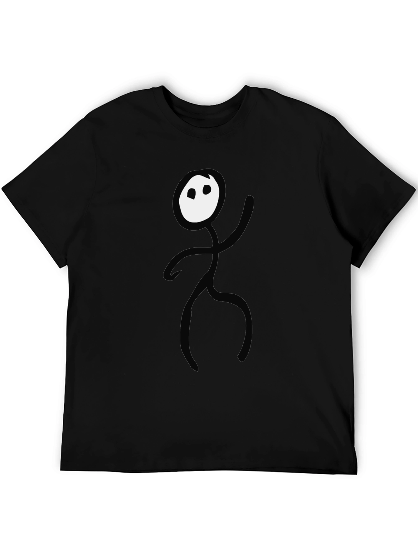 Funny Stick Figure Graphic Tee - Black Cotton T-Shirt