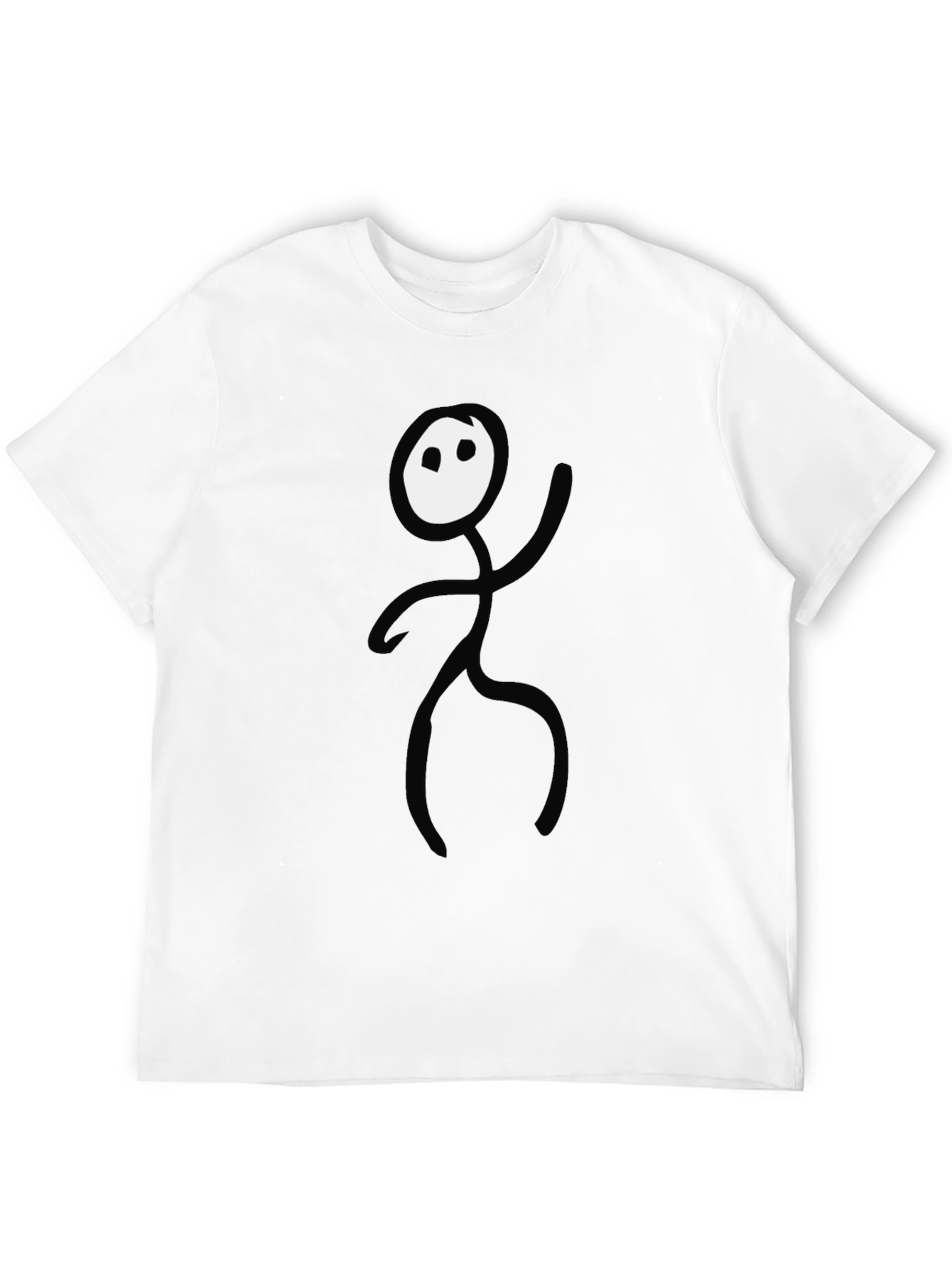 Funny Stick Figure Graphic Tee - Black Cotton T-Shirt