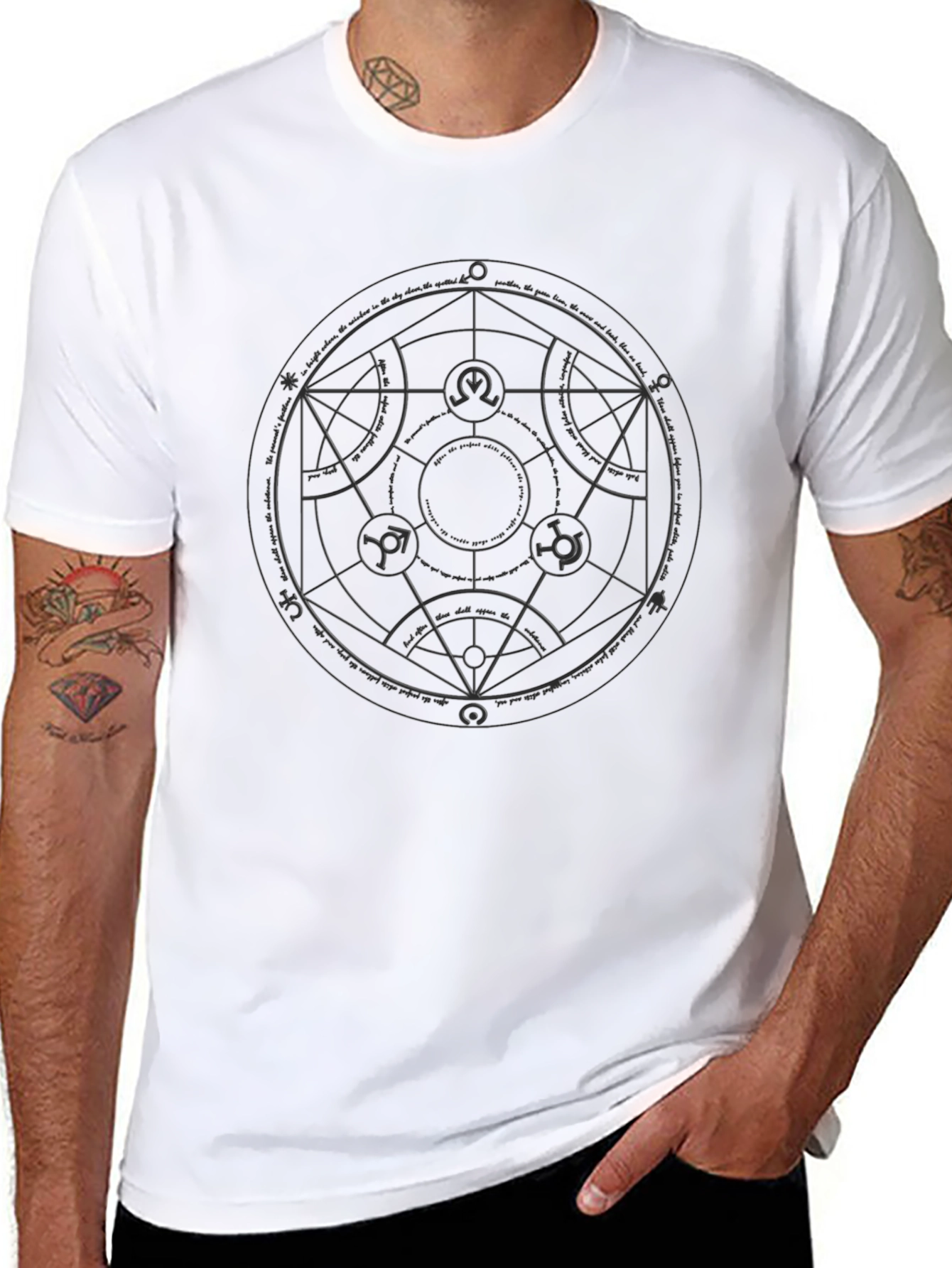 Alchemy Circle Graphic Print Black T-Shirt