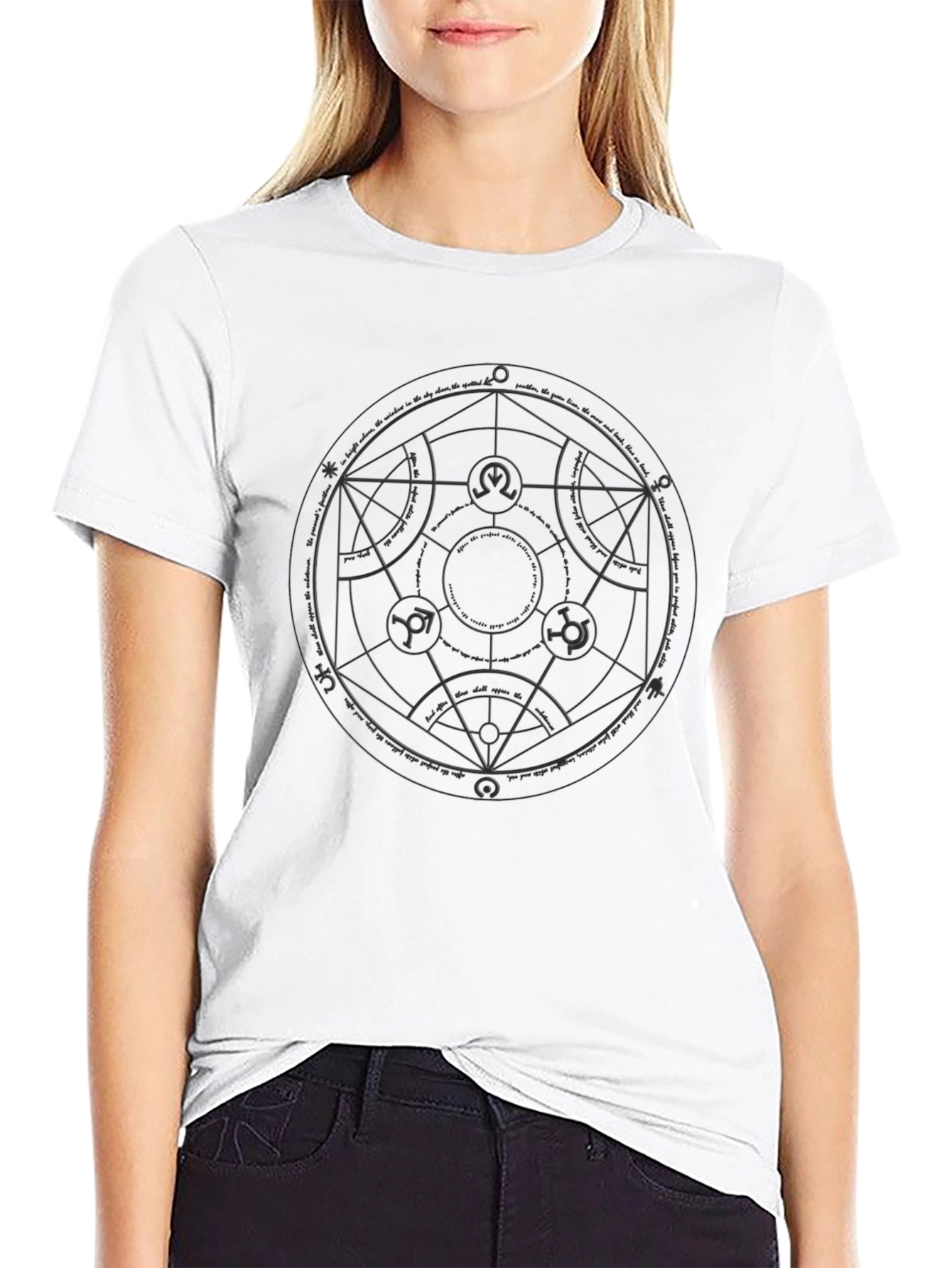 Alchemy Circle Graphic Print Black T-Shirt