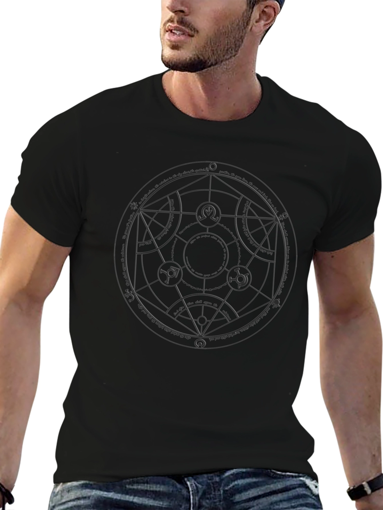 Alchemy Circle Graphic Print Black T-Shirt