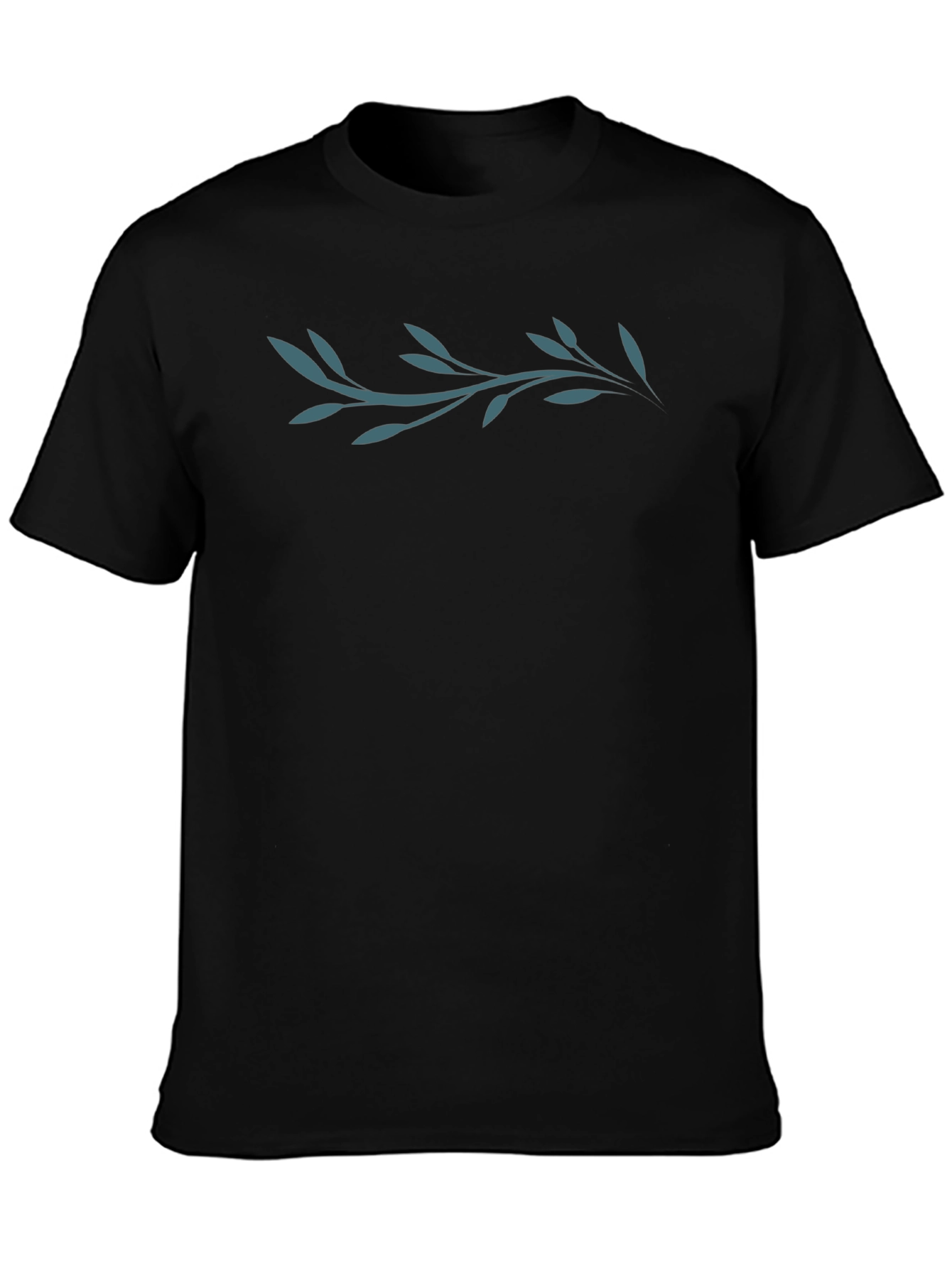 Mens Black T-Shirt with Leaf Vine Design