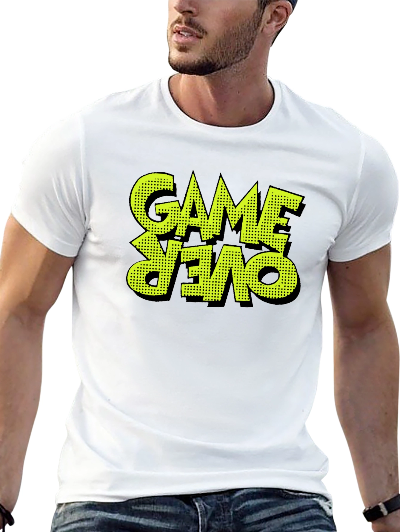 Game Over Graphic Print Black T-Shirt