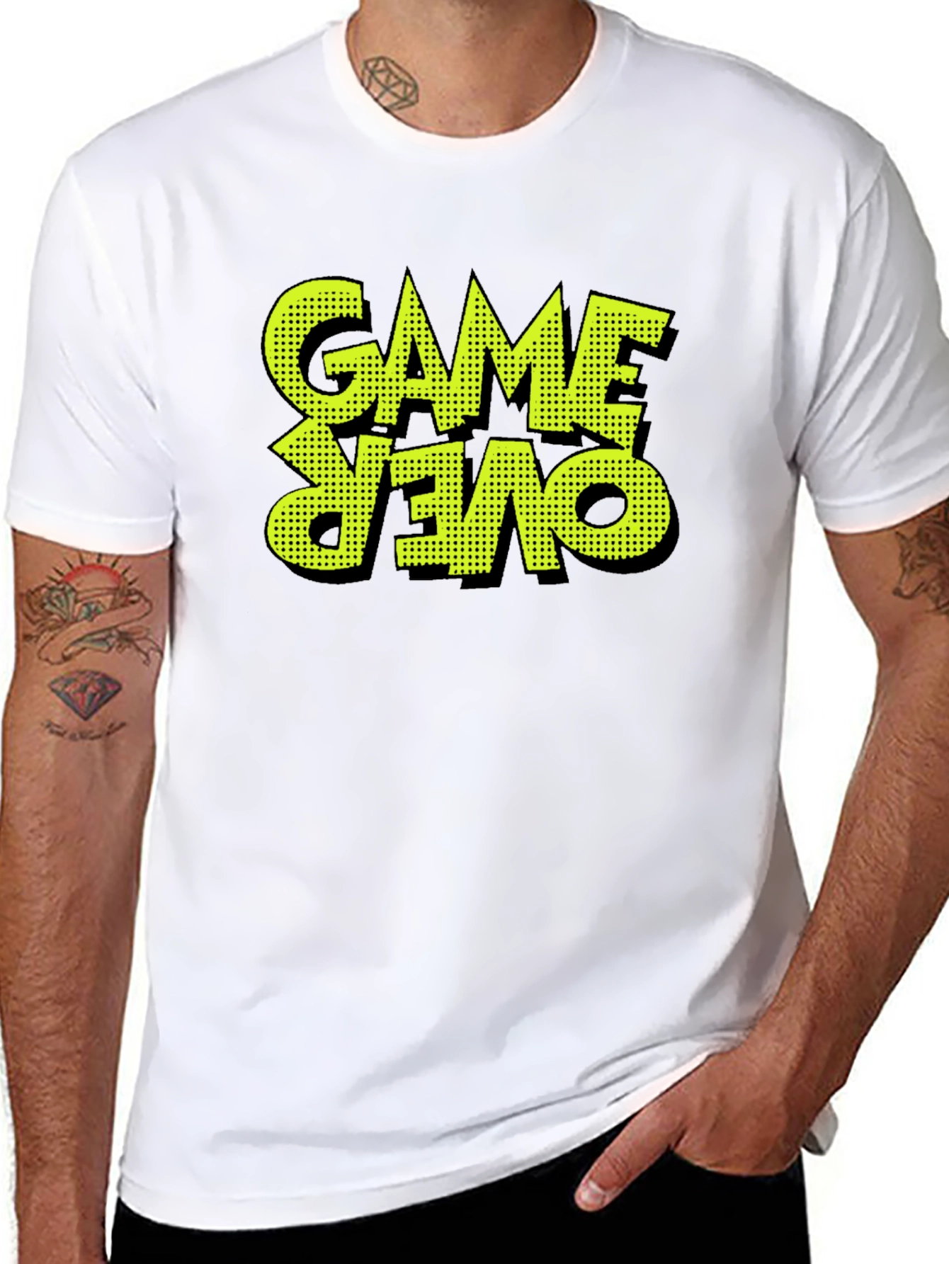 Game Over Graphic Print Black T-Shirt