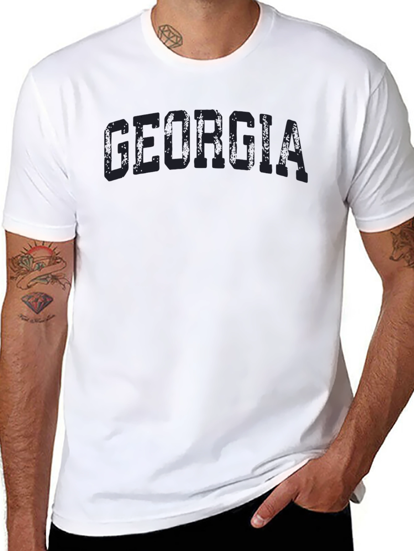 Georgia T-Shirt Distressed Text Casual Tee